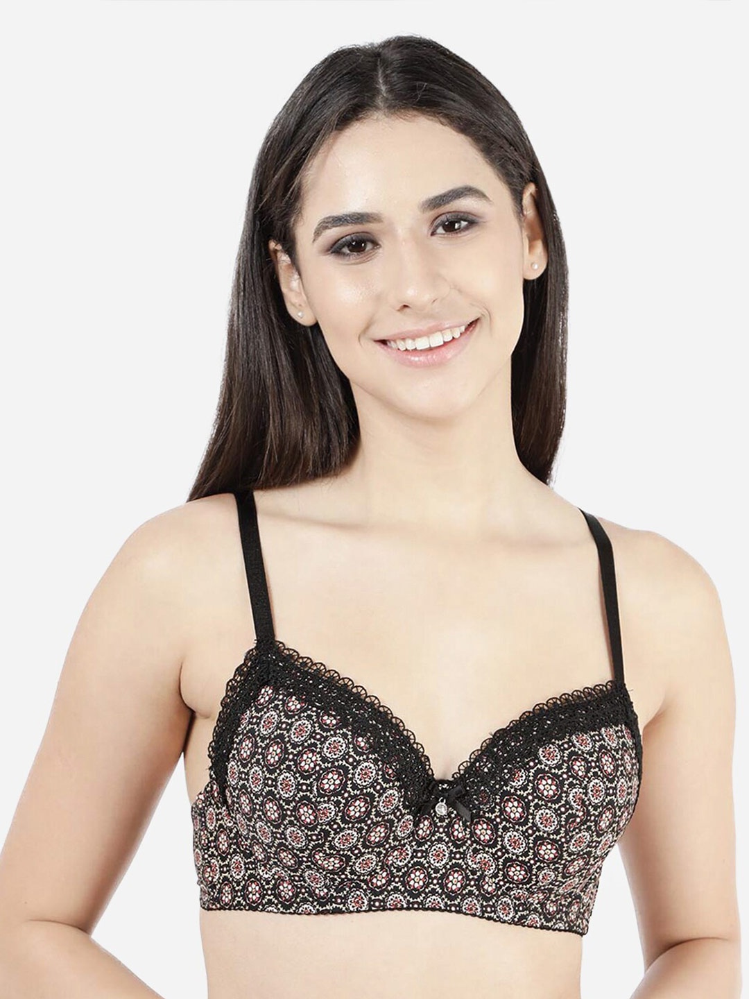 

Susie Printed Medium Coverage Underwired Lightly Padded All Day Comfort Everyday Bra, Black