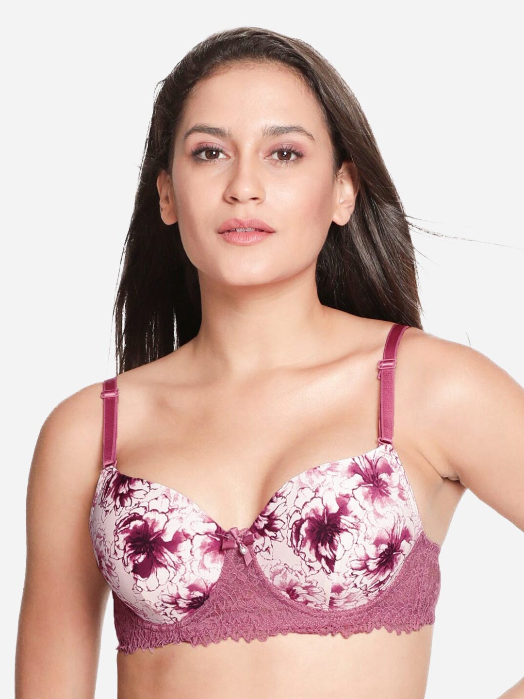 

Susie Floral Printed Medium Coverage Underwired Lightly Padded All Day Comfort T-shirt Bra, Purple