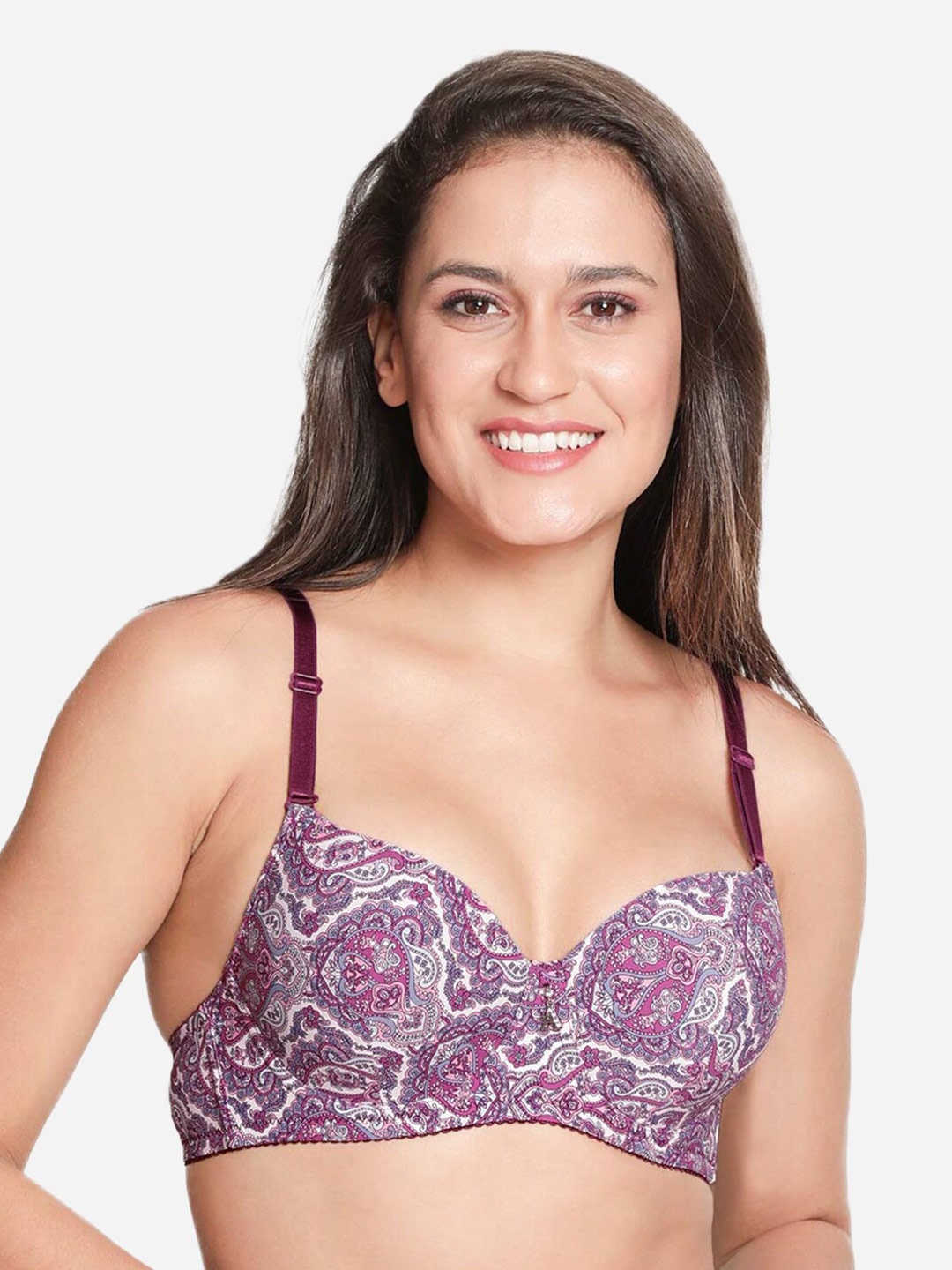 

Susie Floral Printed Full Coverage Underwired Lightly Padded All Day Comfort Everyday Bra, Purple