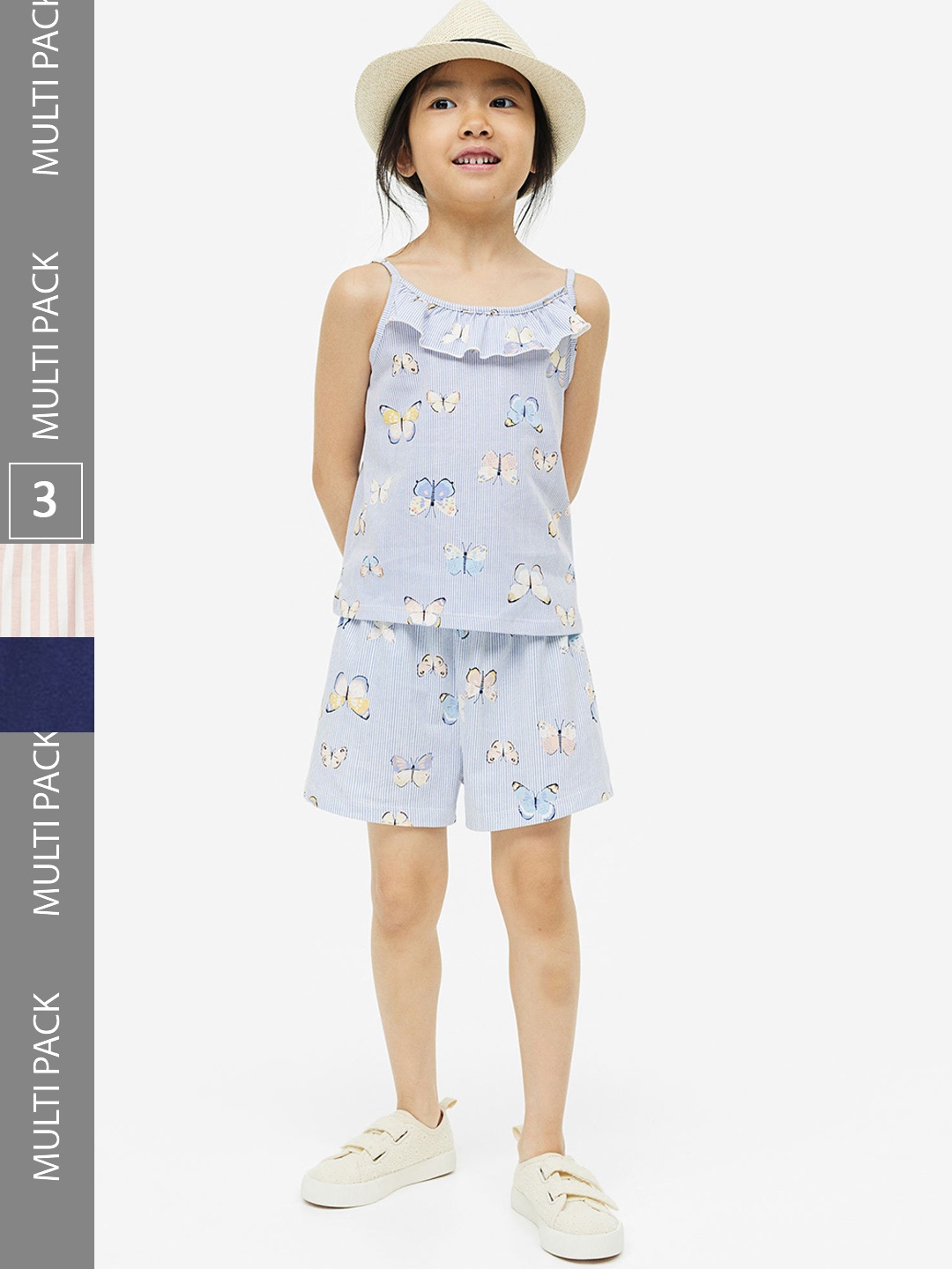 

H&M Girls 3-Pack Pure Cotton Jersey Shorts, Blue