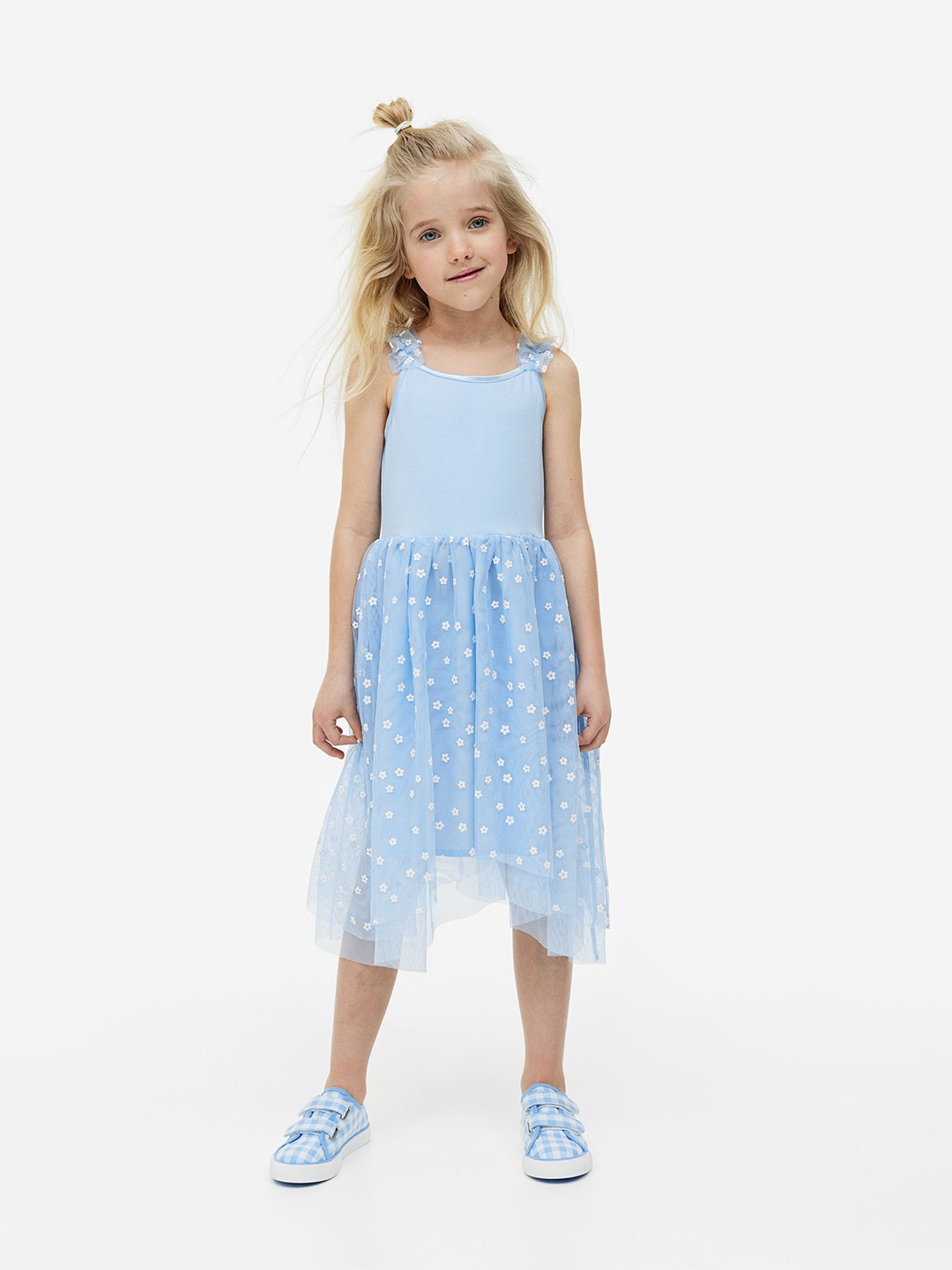 

H&M Girls Asymmetric Tulle-Skirt Dress, Blue