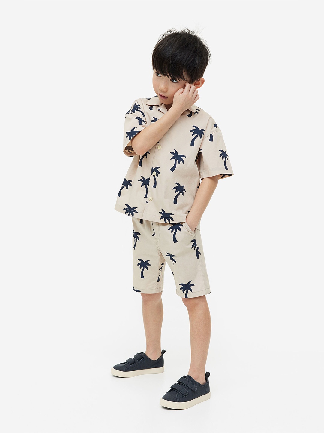 

H&M Boys Printed Pure Cotton Resort Shirt, Beige