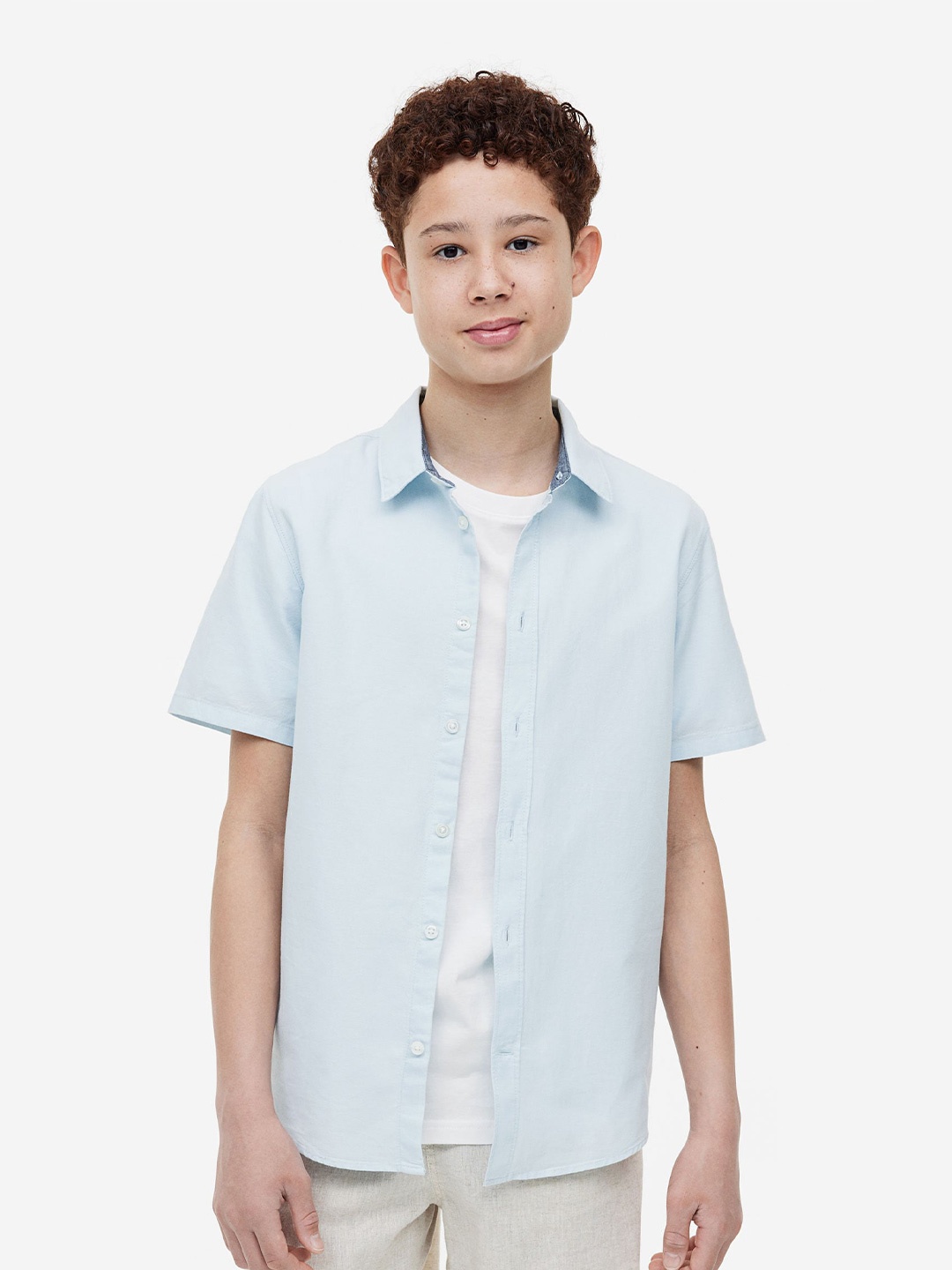 

H&M Boys Short-Sleeved Pure Cotton Shirt, Blue
