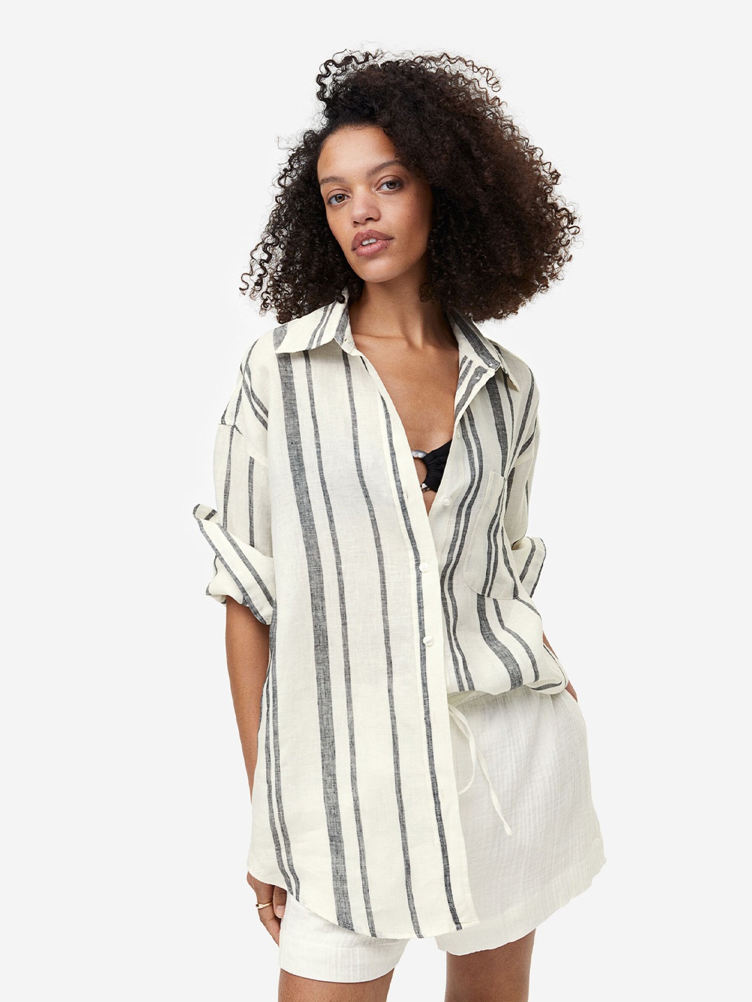 

H&M Oversized Linen Shirt, White