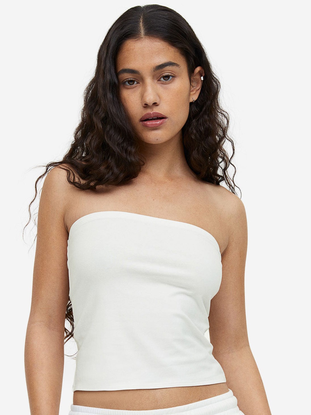 

H&M Jersey Bandeau Top, White