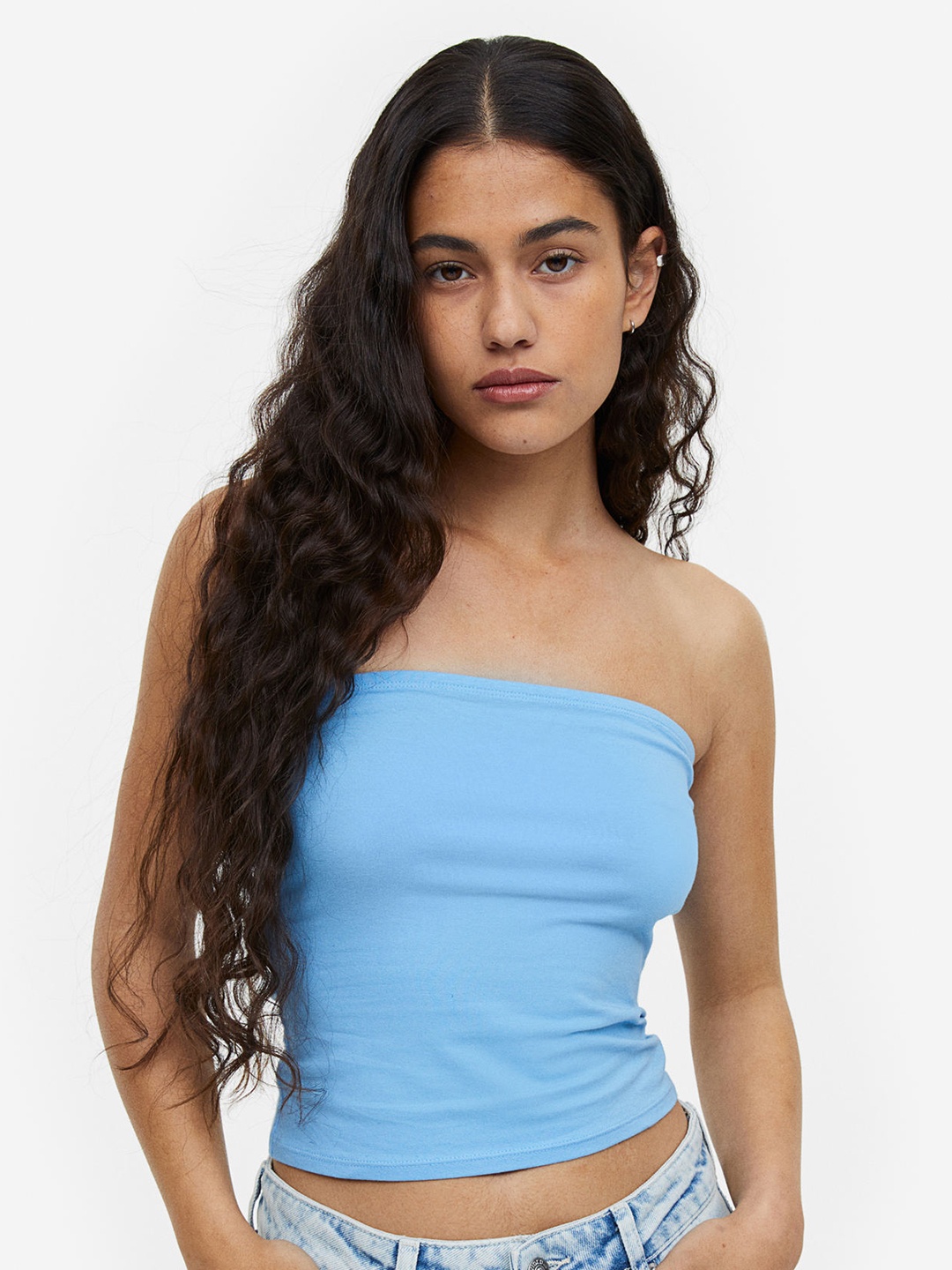 

H&M Jersey Bandeau Top, Blue