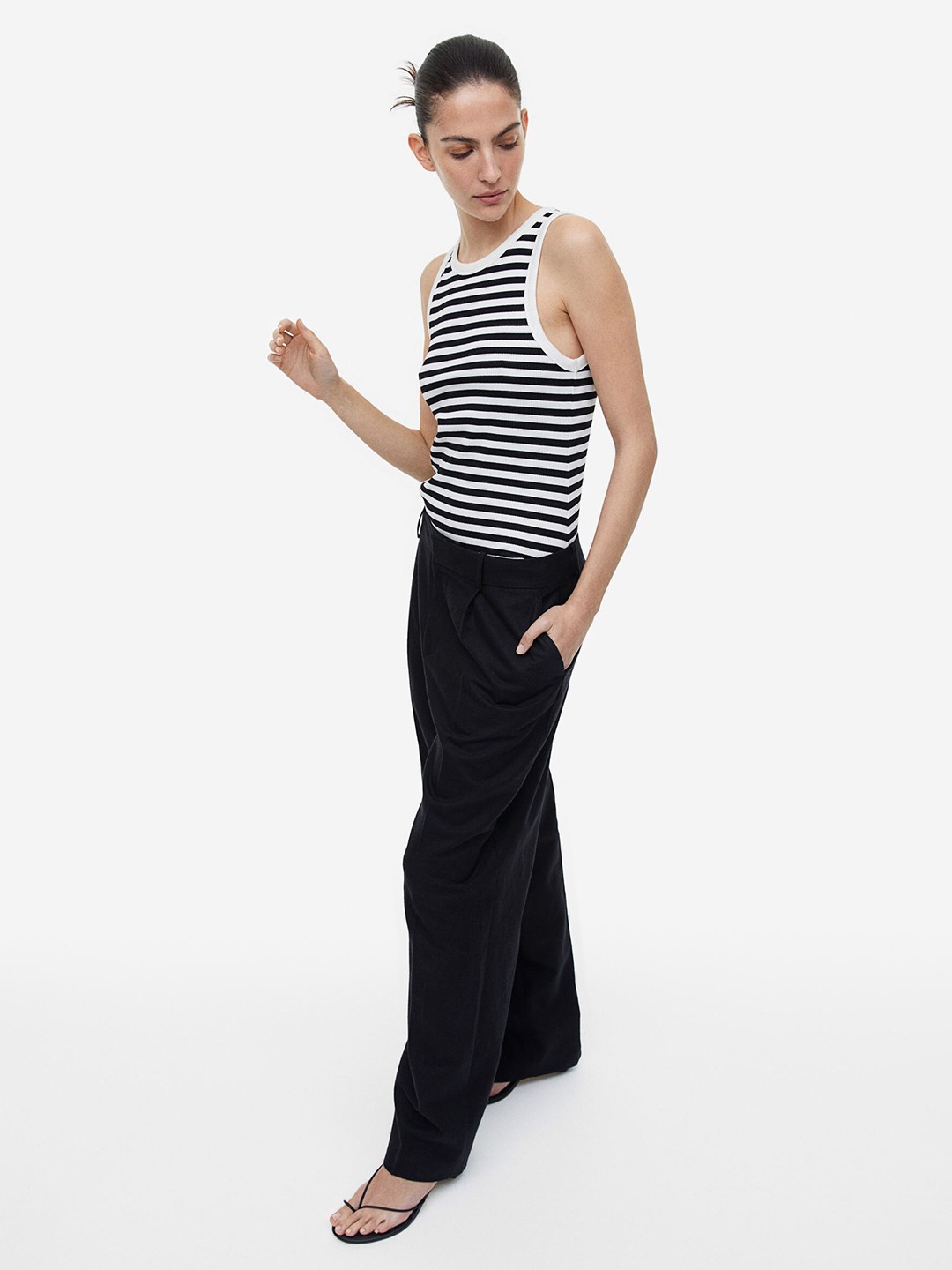 

H&M Ribbed Vest Top, Black