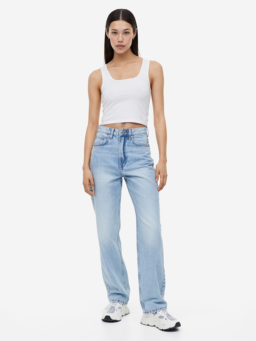 

H&M Cropped Vest Top, White