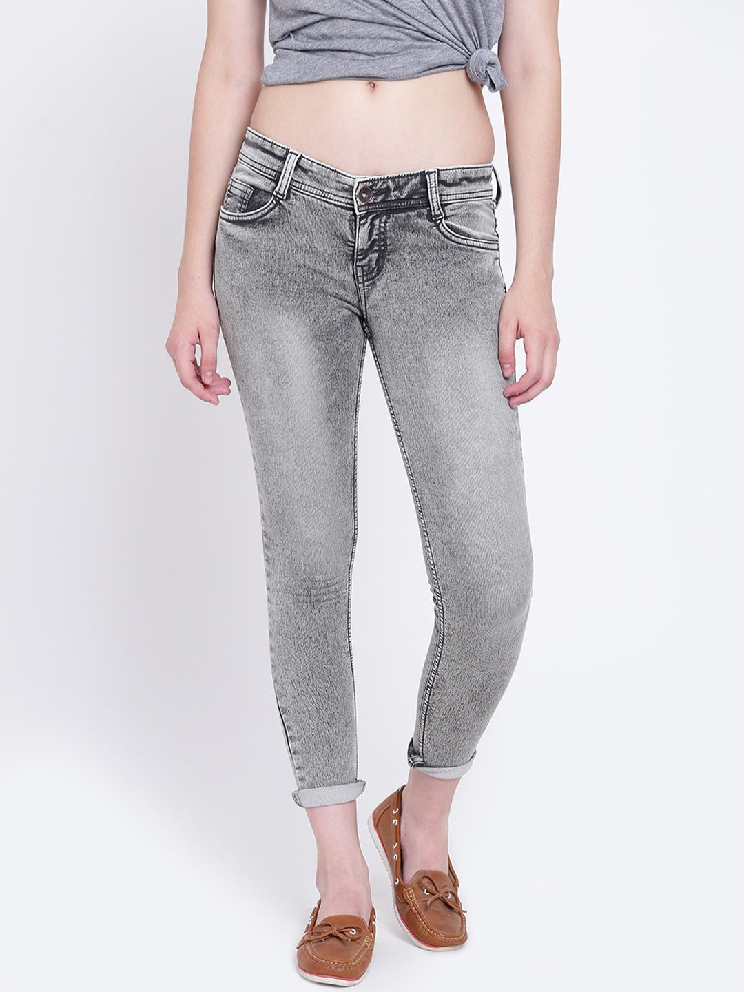

High Star Women Grey Slim Fit Mid-Rise Clean Look Stretchable Jeans