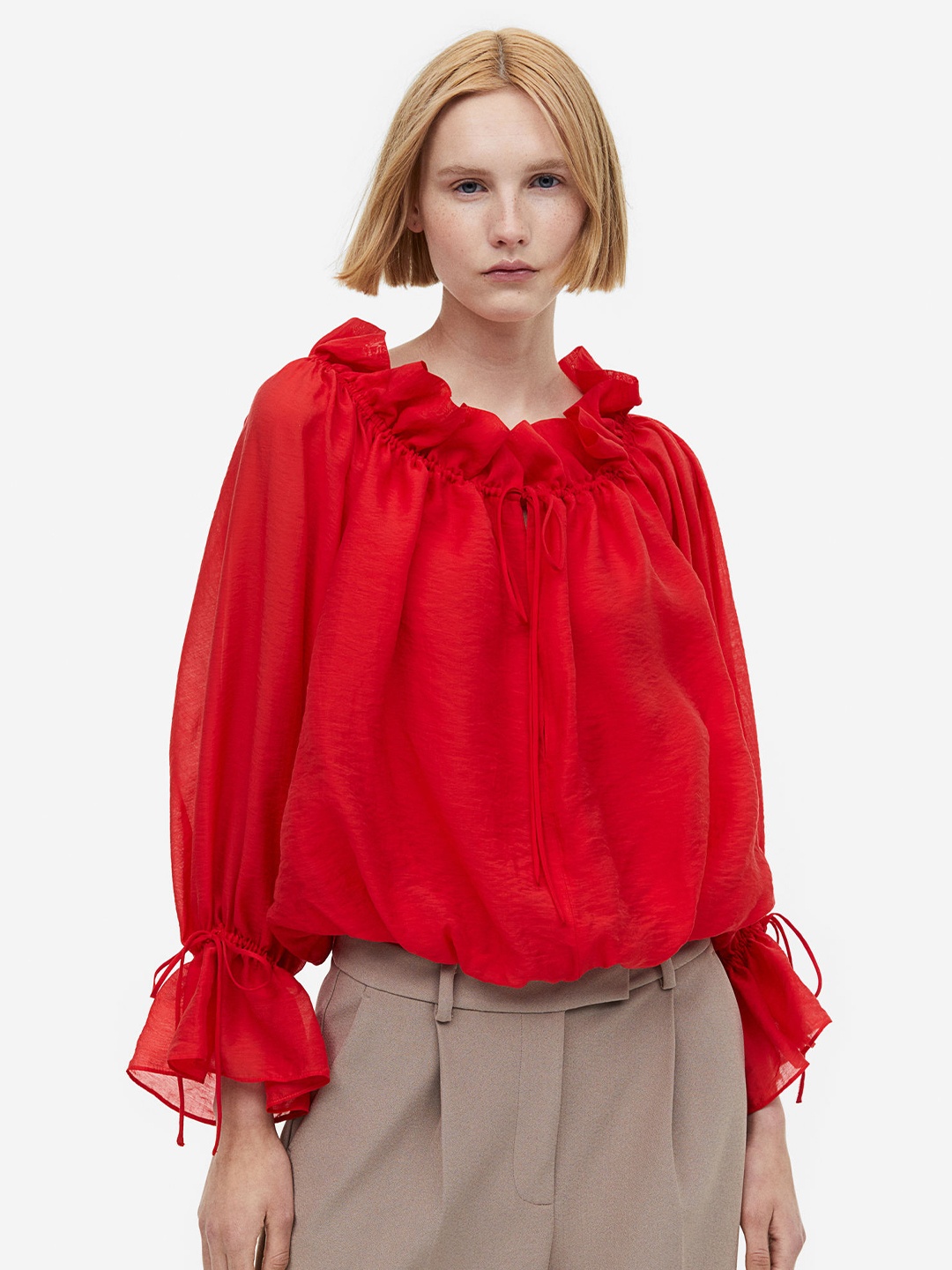 

H&M Off-The-Shoulder Blouse, Red