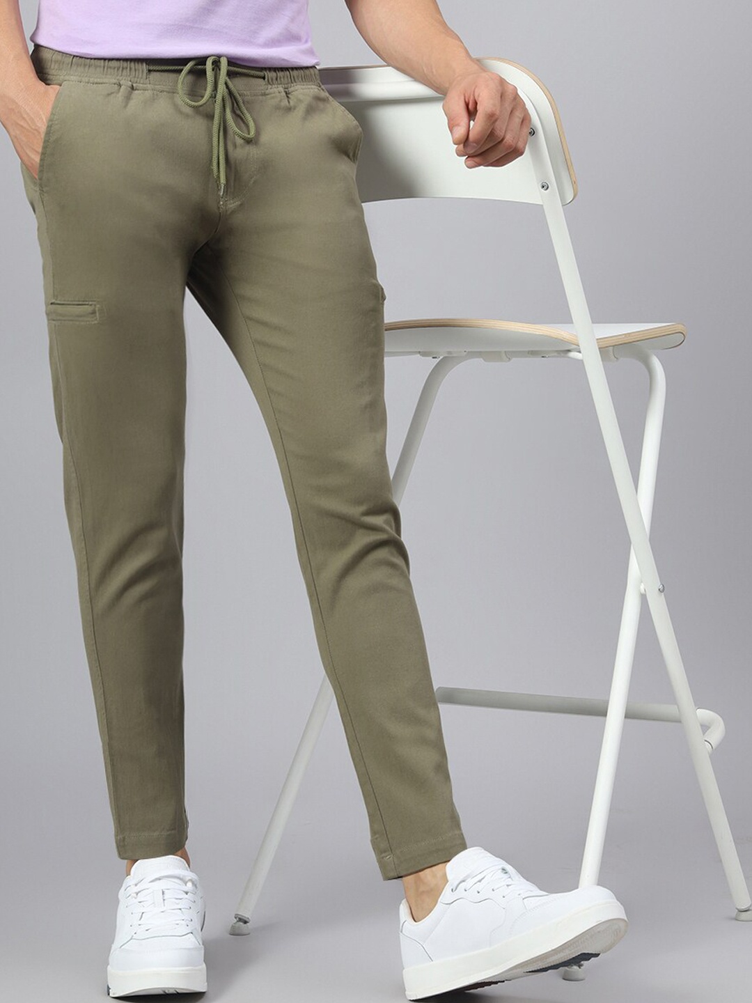 

Hubberholme Men Smart Tapered Fit Easy Wash Chinos Trousers, Olive