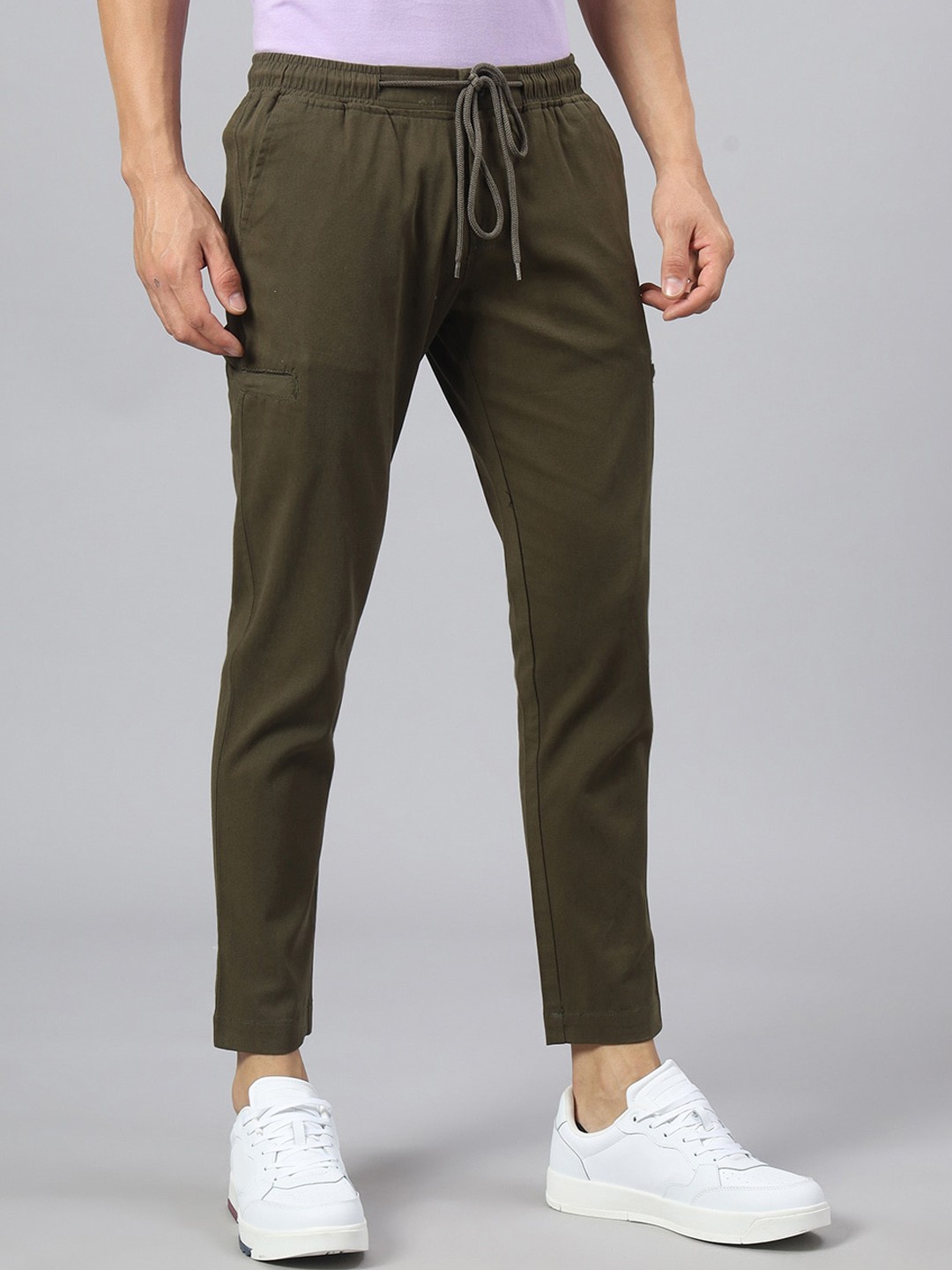 

Hubberholme Men Smart Tapered Fit Easy Wash Chinos Trousers, Olive