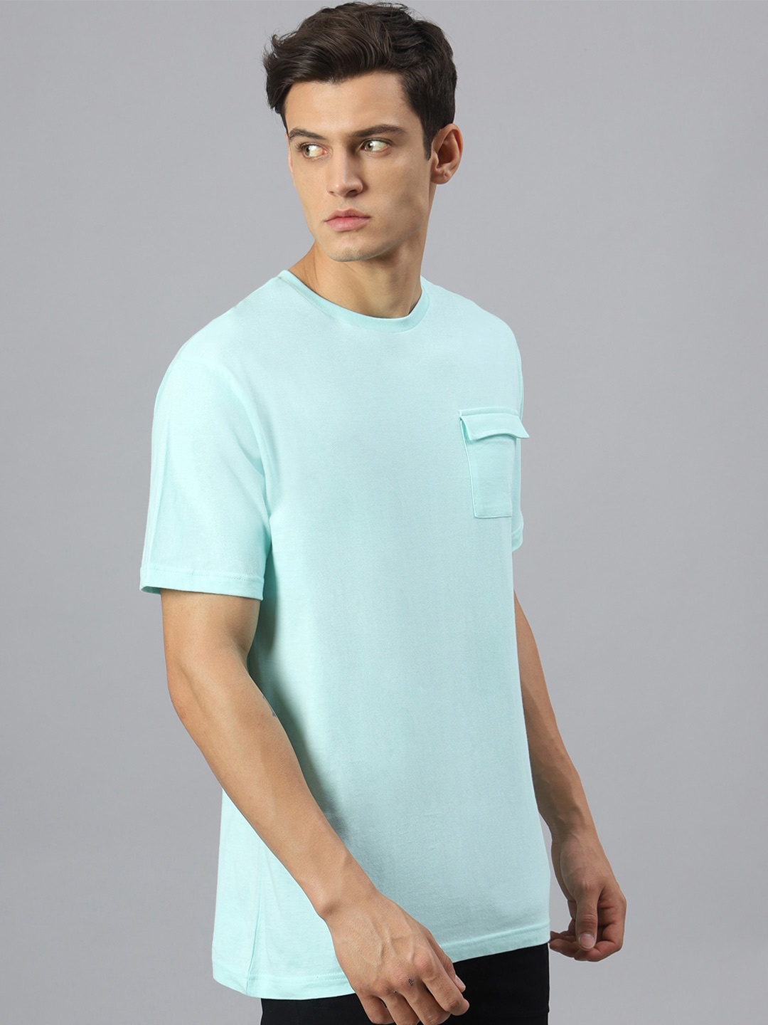 

Hubberholme Round Neck Pure Cotton Casual Relaxed Fit T-Shirt, Blue