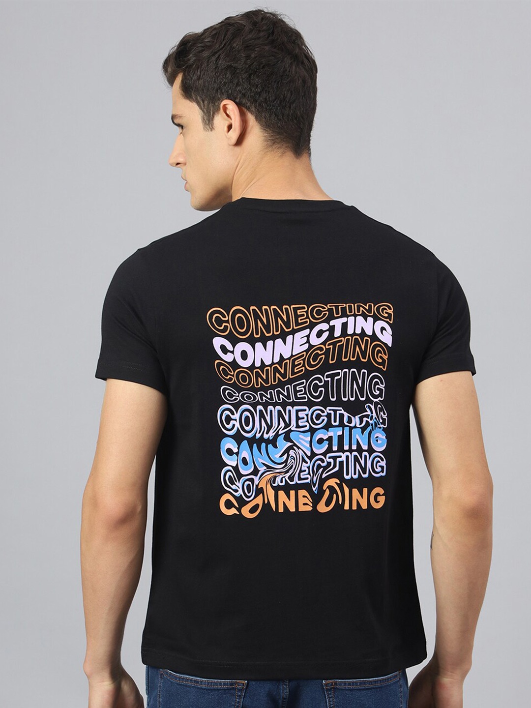 

Hubberholme Typography Printed Pure Cotton Casual T-Shirt, Black