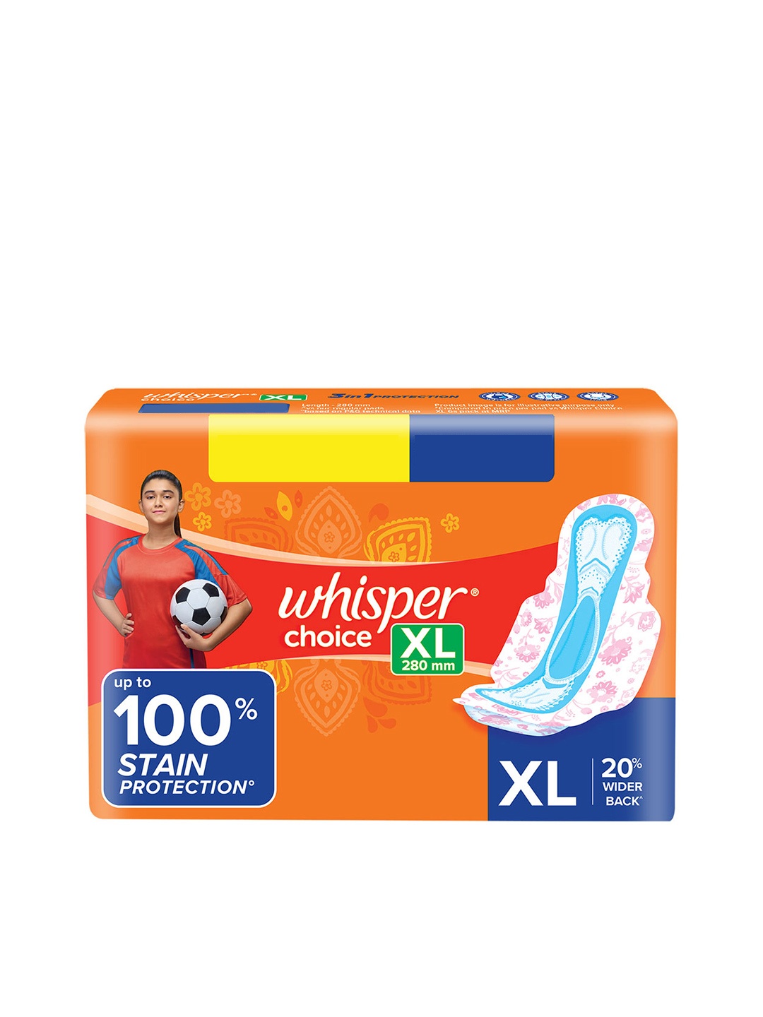 

Whisper Choice XL Thick Sanitary Pads - 36 Pads, Orange