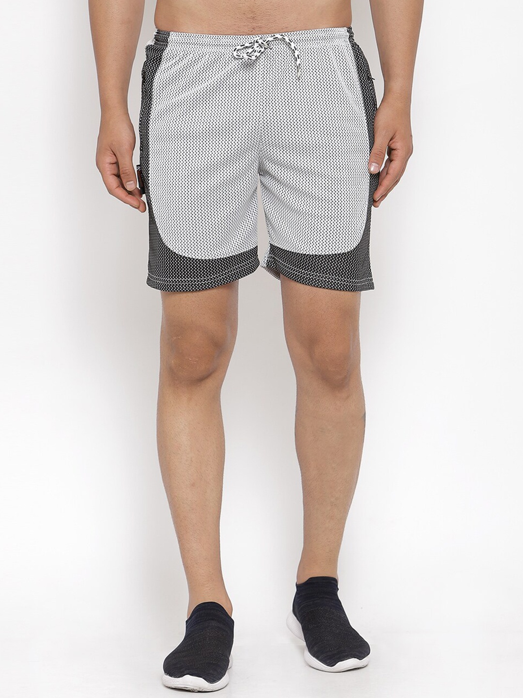 

KLOTTHE Men Polka Dots Printed Rapid Dry Sports Shorts, White
