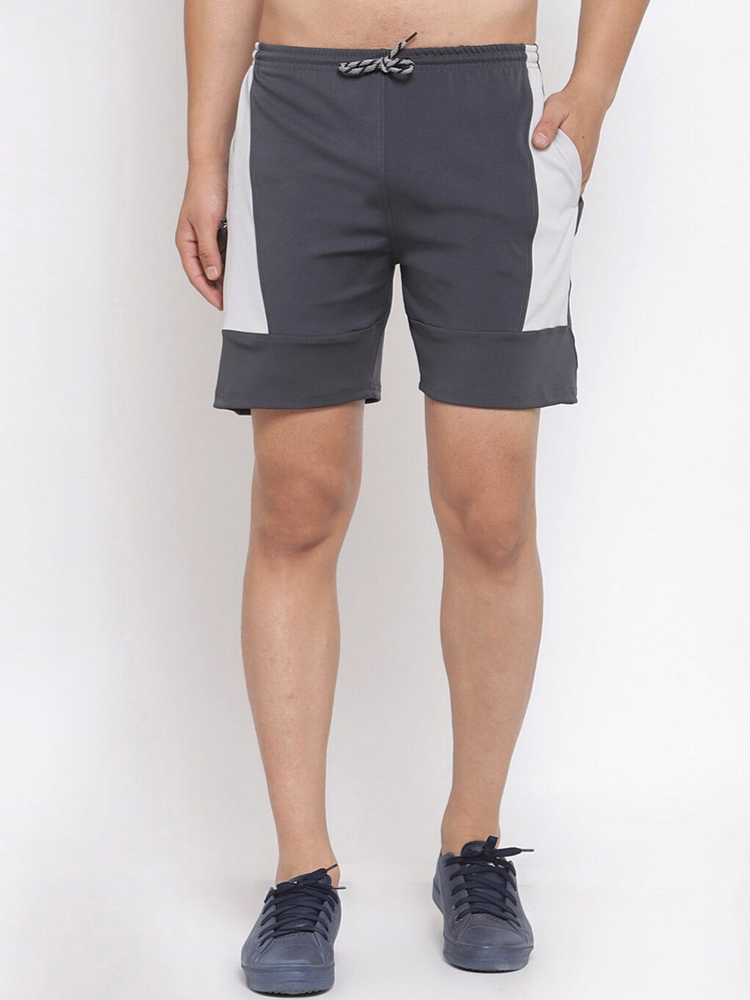 

KLOTTHE Men Colourblocked Rapid-Dry Sports Shorts, Grey