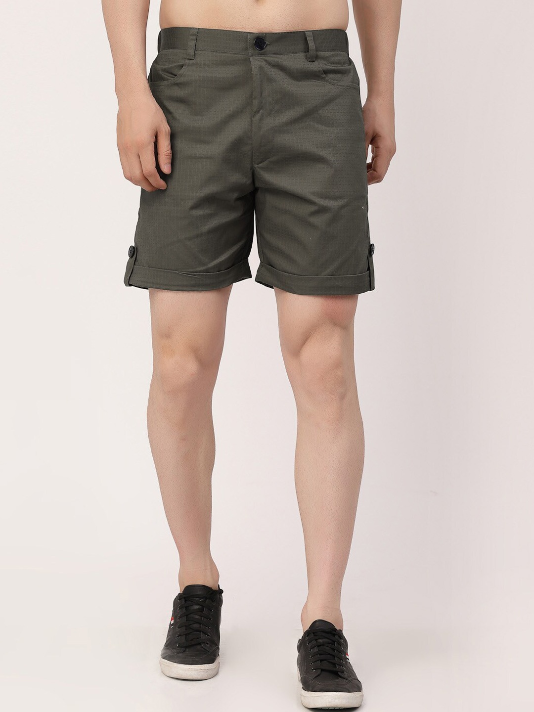 

KLOTTHE Men Checked Mid-Rise Rapid-Dry Cotton Shorts, Brown