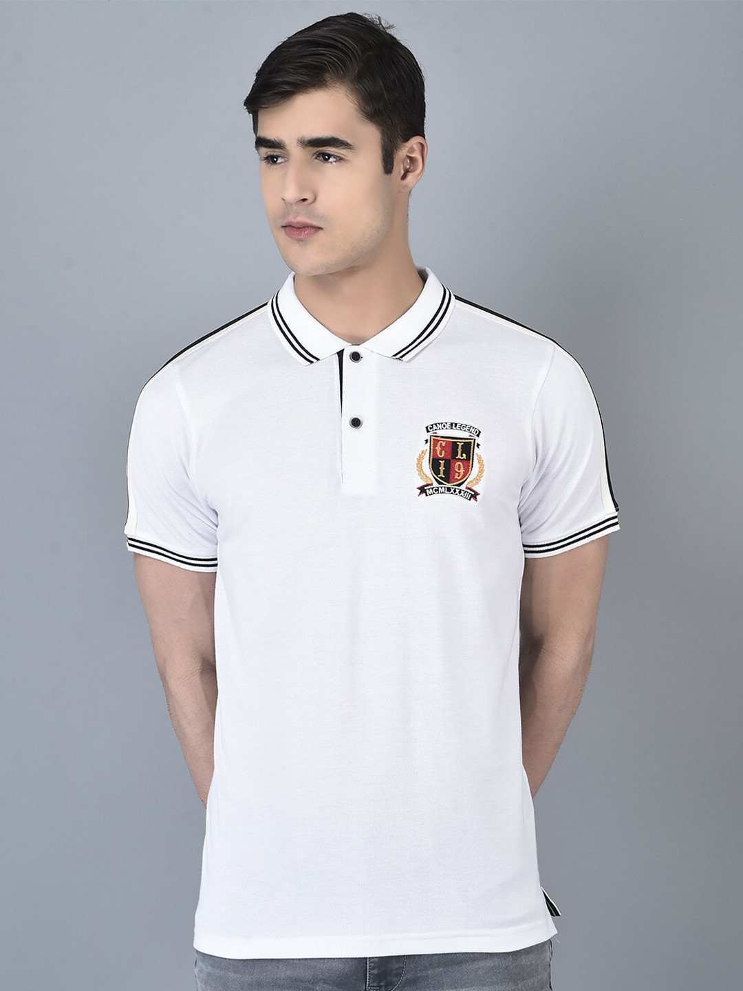 

CANOE Polo Collar Short Sleeves T-shirt, White