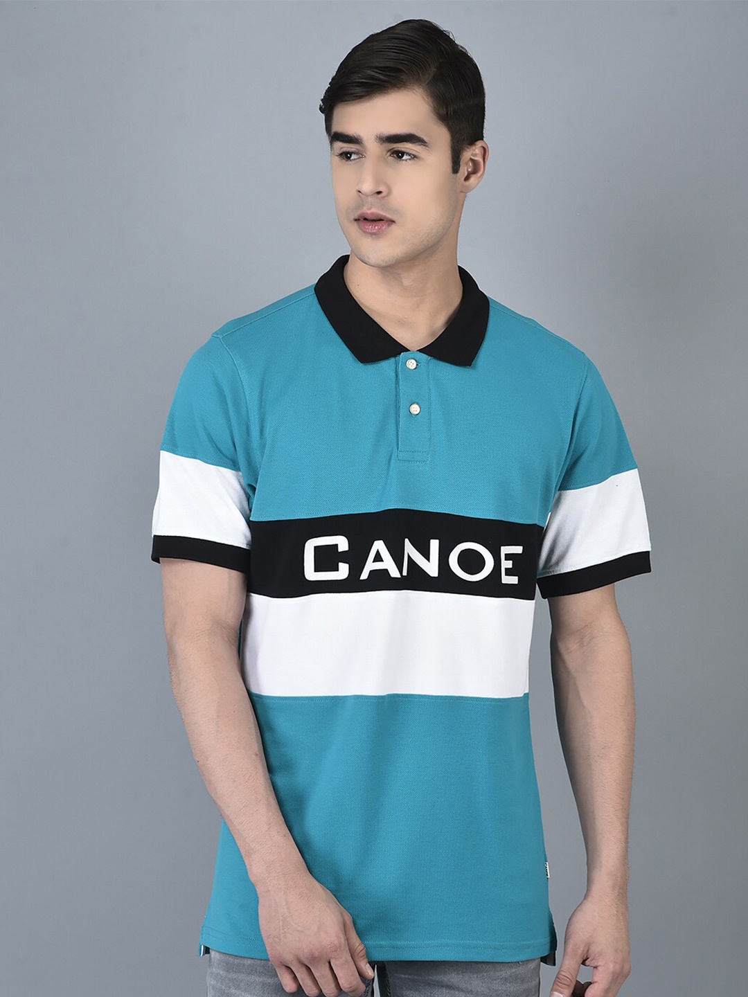

CANOE Colourblocked Polo Collar Short Sleeves T-shirt, Blue