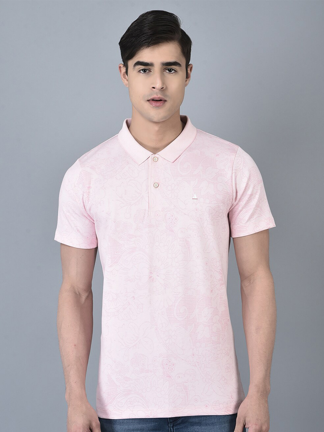 

CANOE Floral Printed Polo Collar Short Sleeves T-shirt, Pink