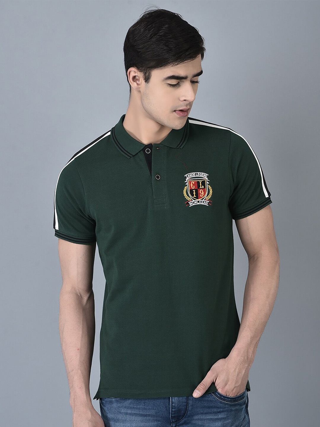 

CANOE Polo Collar Short Sleeves T-shirt, Green