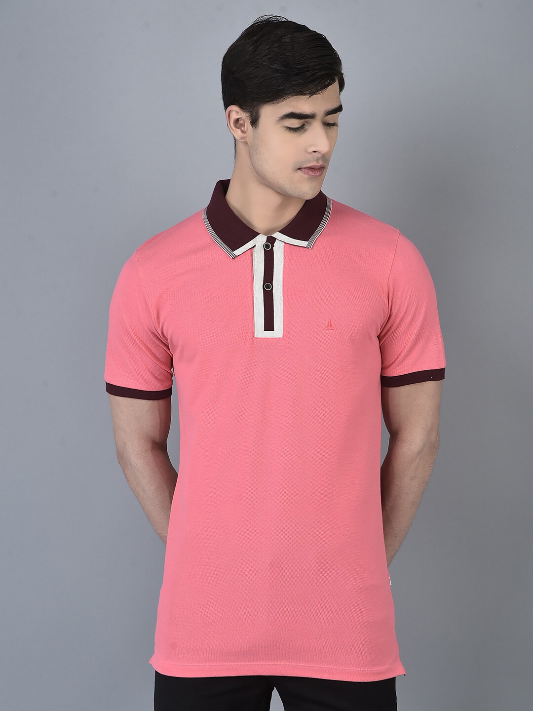 

CANOE Polo Collar Short Sleeves Pure Cotton T-shirt, Pink