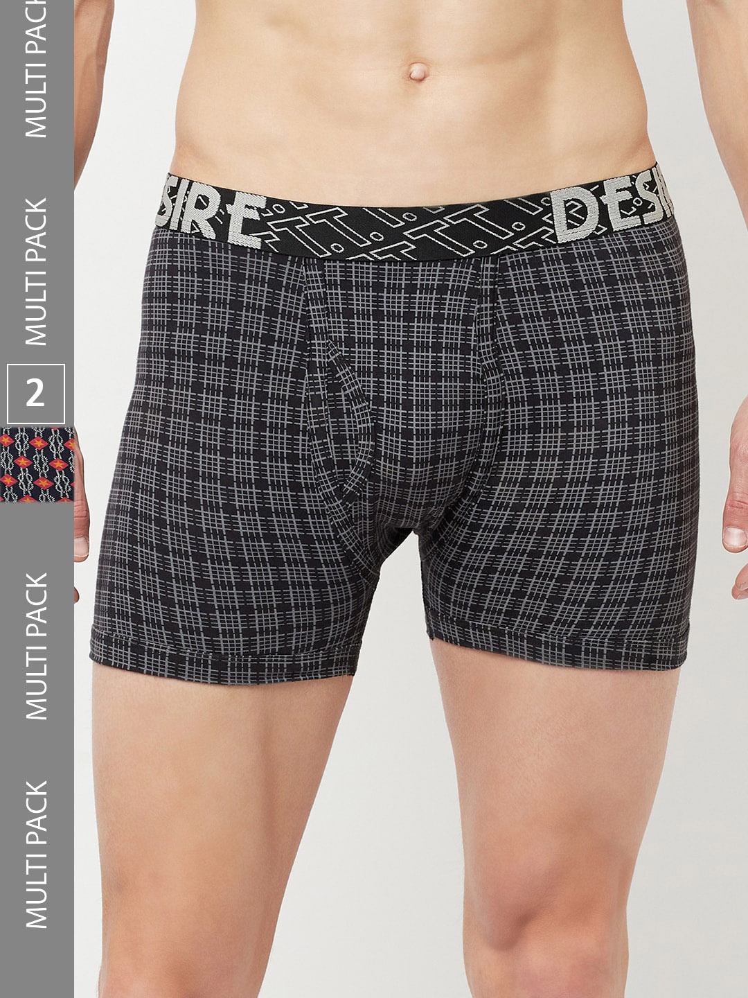 

T.T. Men's Desire Printed Top Elastic Pure Cotton Trunks Pack of 3, Grey
