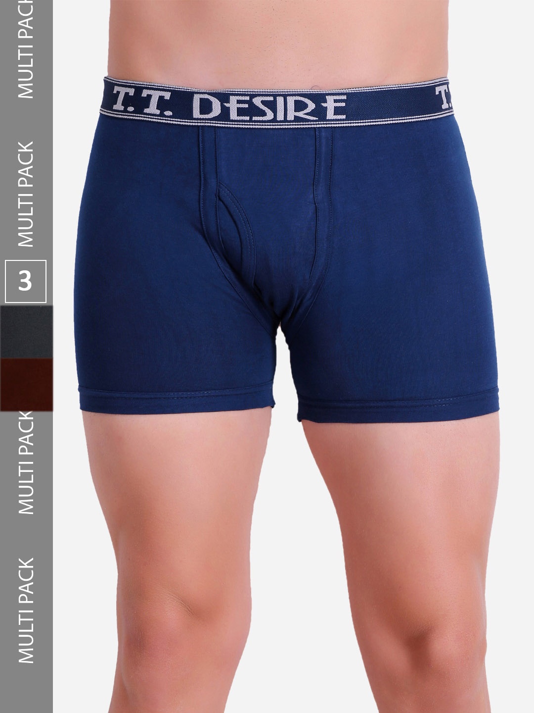 

T.T. Men Desire Fine Long Pure Cotton Trunk Pack of 4, Blue