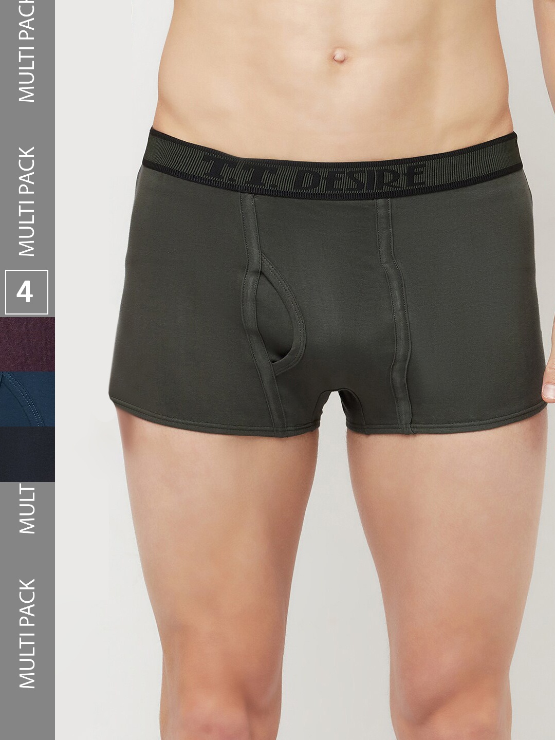 

T.T. Mens Desire Fashion Top Elastic Pure Cotton Trunk Pack of 4, Black
