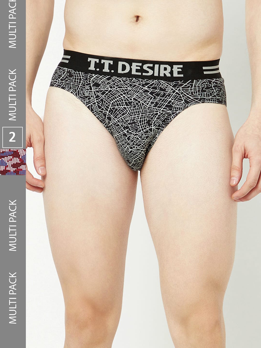 

T.T. Men Pack Of 3 100% Combed Cotton Printed Basic Briefs, Black