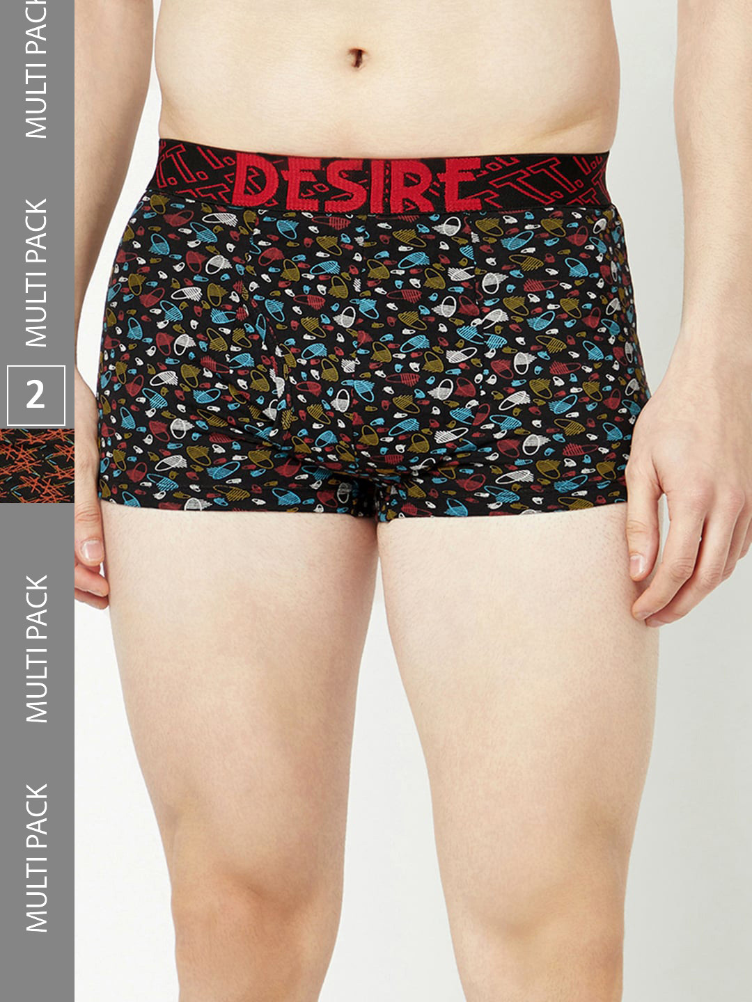 

T.T. Men Pack Of 2 100% Combed Cotton Printed Trunks, Navy blue