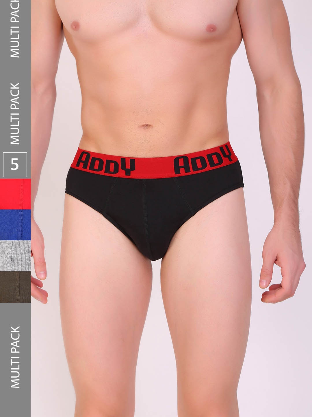 

T.T. Men Pack Of 5 Addy Mid-Rise Pure Cotton Basic Briefs, Black