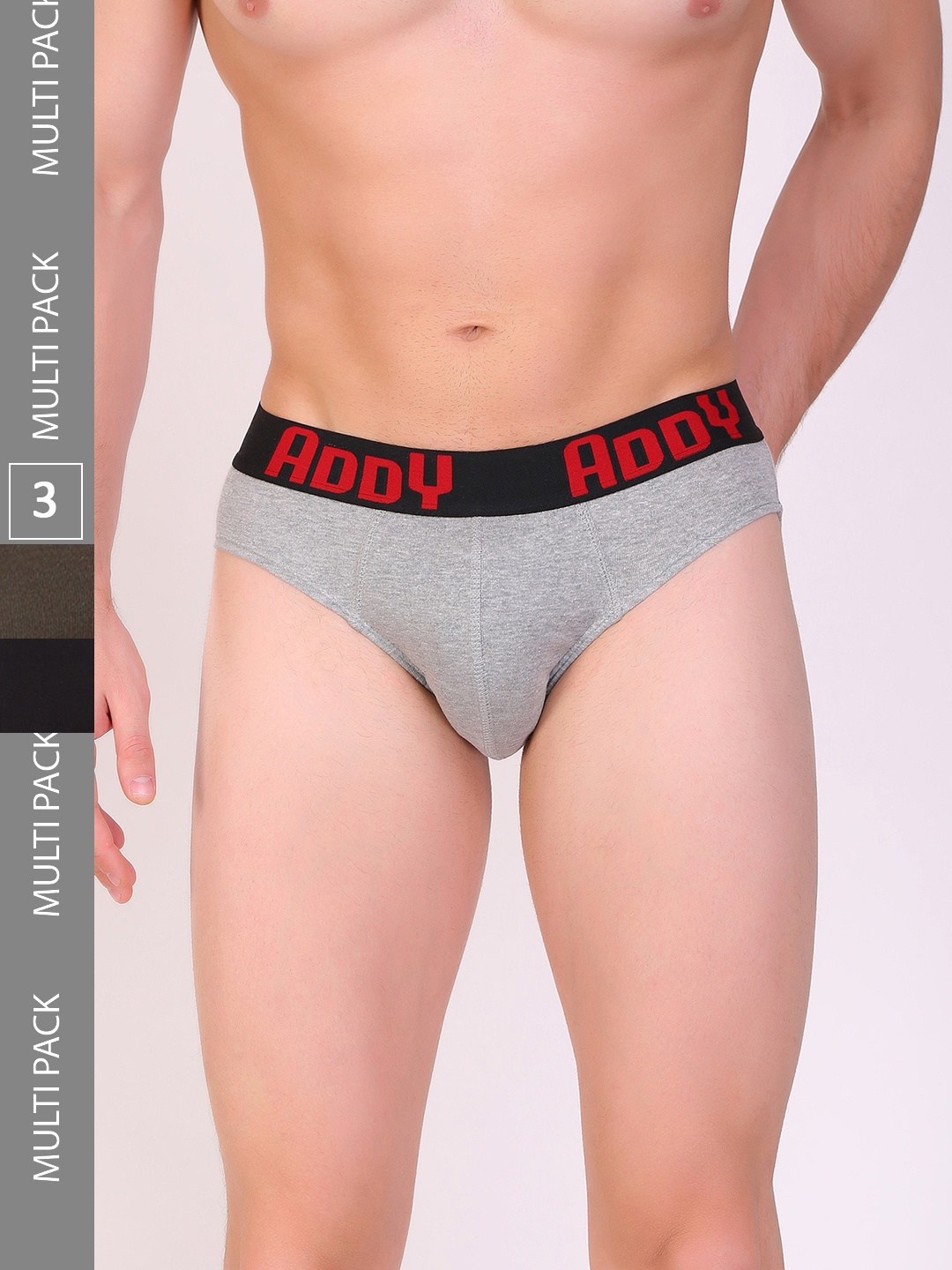 

T.T. Men Pack Of 3 Mid-Rise Combed Cotton Basic Briefs, Grey