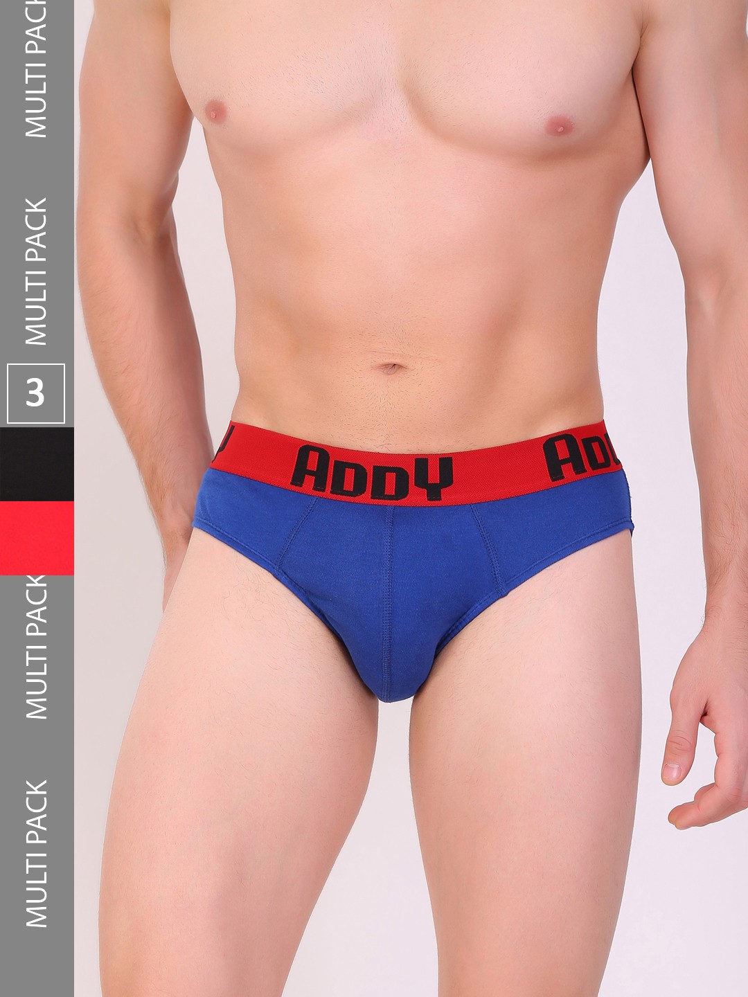 T.T. Men Pack Of 3 Addy Mid-Rise Combed Cotton Basic Briefs, Blue