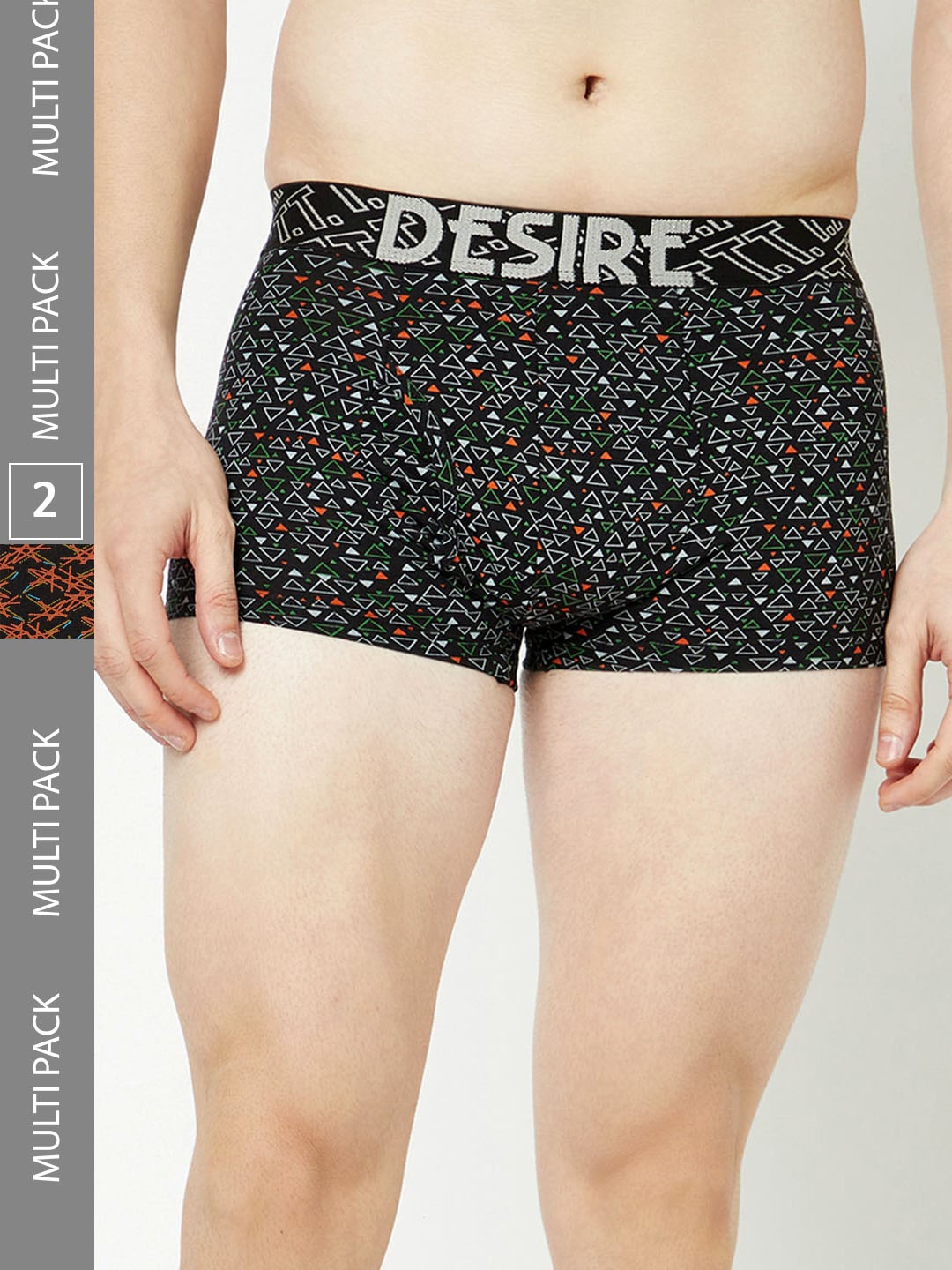 

T.T. Men Pack Of 2 Desire Printed Cotton Trunks, Black