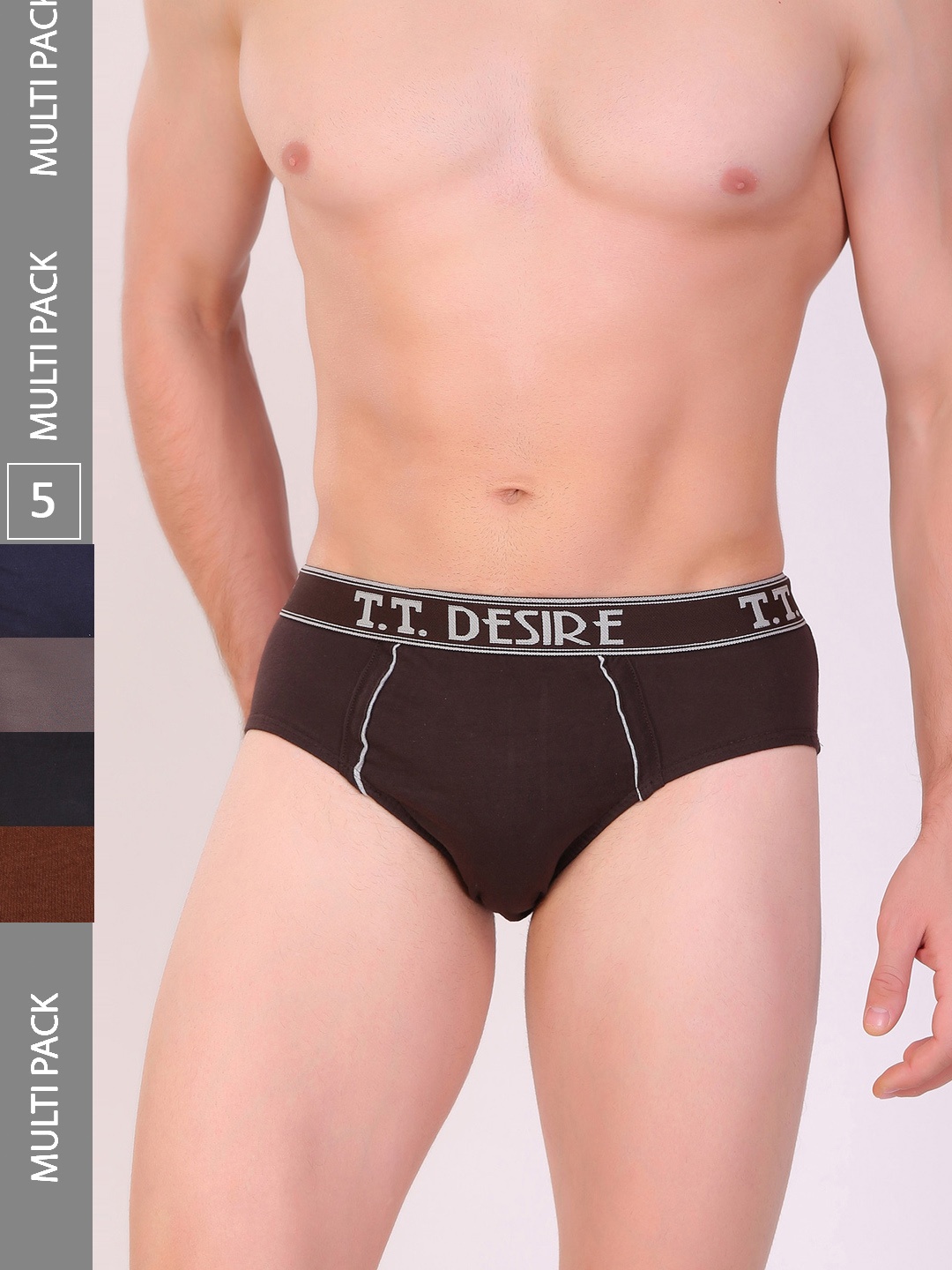 

T.T. Men Pack Of 5 Assorted 100% Combed Cotton Desire Basic Briefs