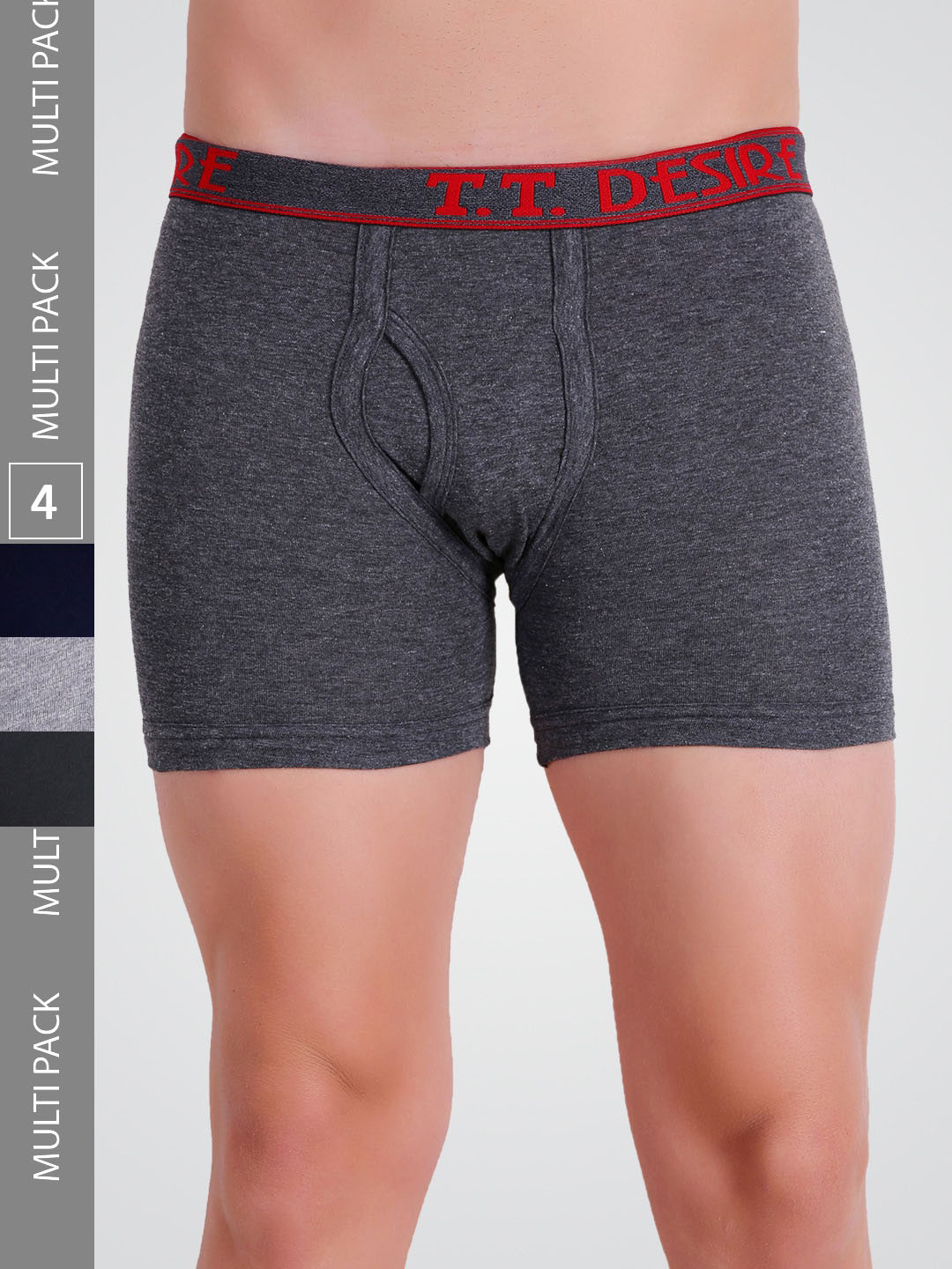 

T.T. Men Desire Fine Long Pure Cotton Trunk Pack of 4, Grey
