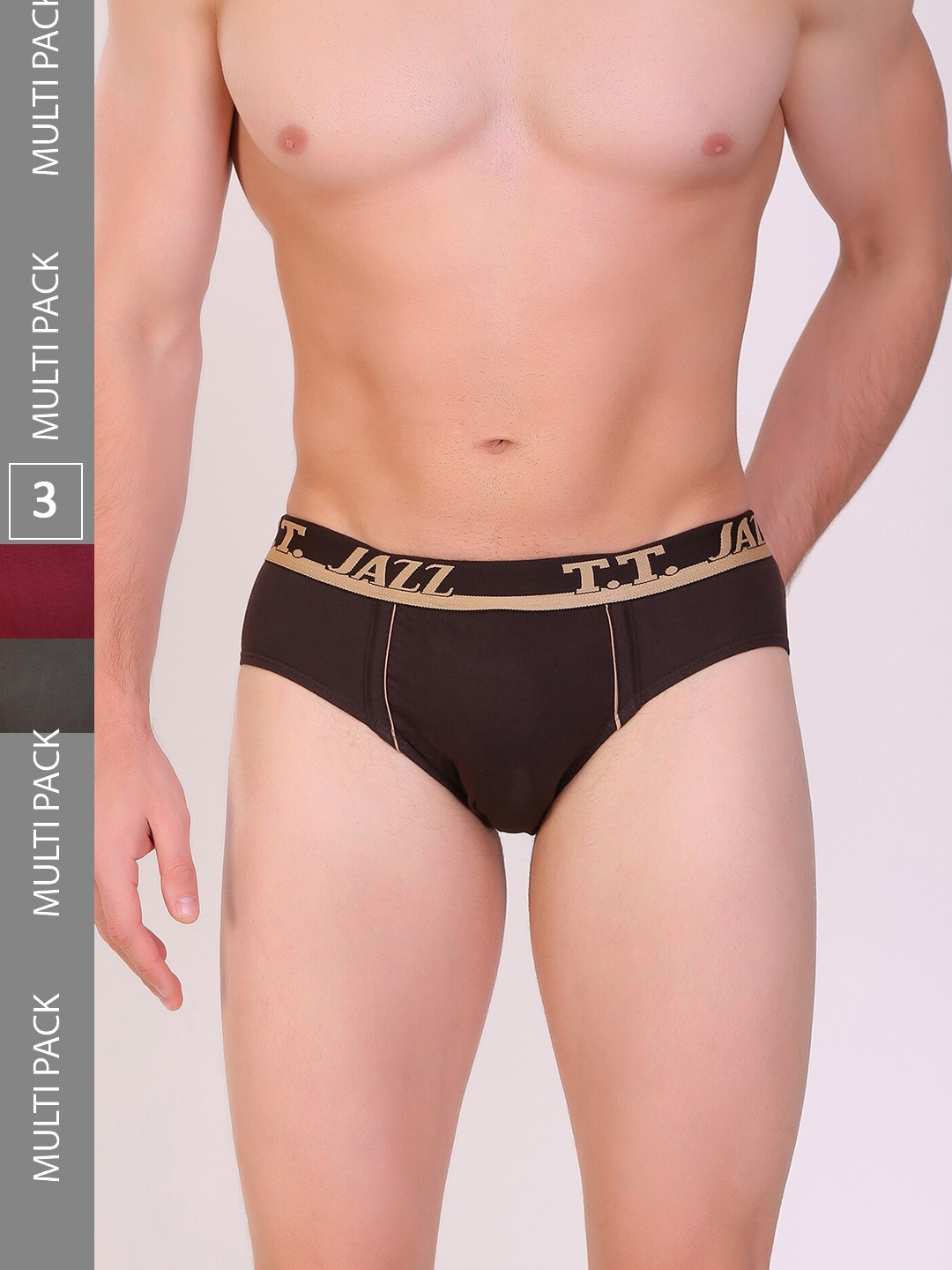 

T.T. Men Pack Of 3 Jazz Pure Cotton Assorted Mid-Rise Basic Briefs
