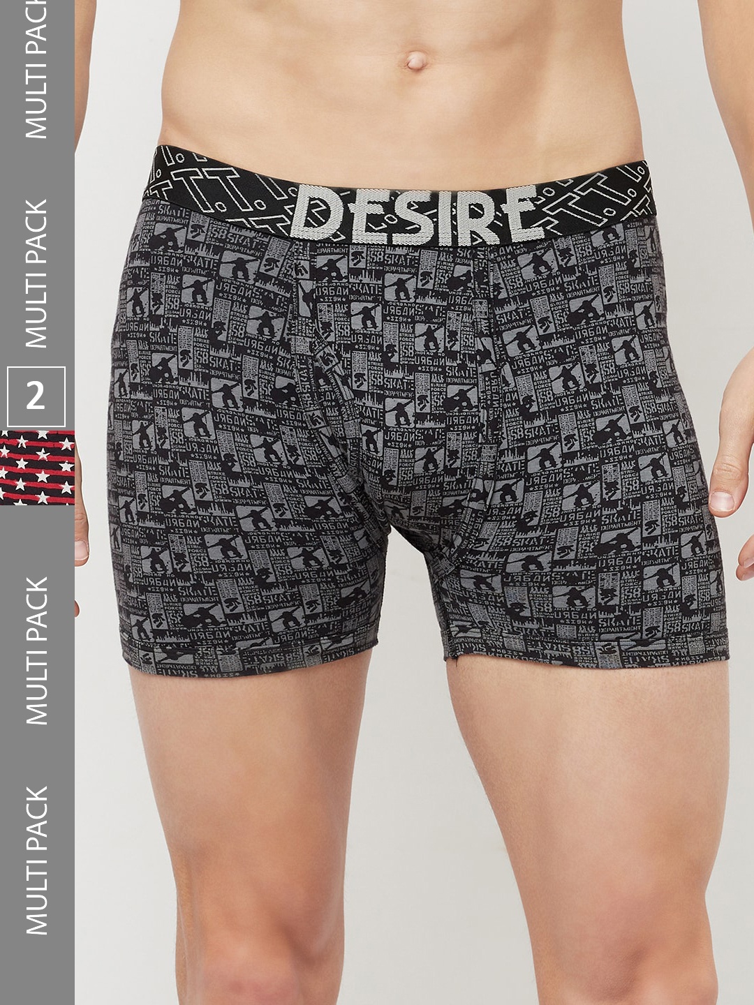 

T.T. Pack Of 2 Desire Pure Cotton Trunks, Grey