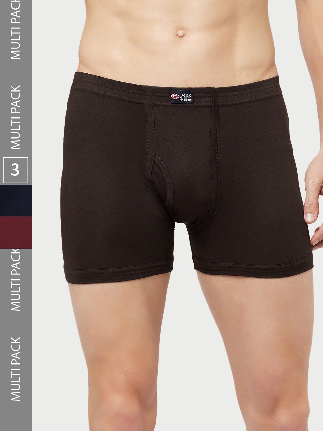 

T.T. Mens Pack Of 3 Jazz Pure Cotton Trunks, Maroon