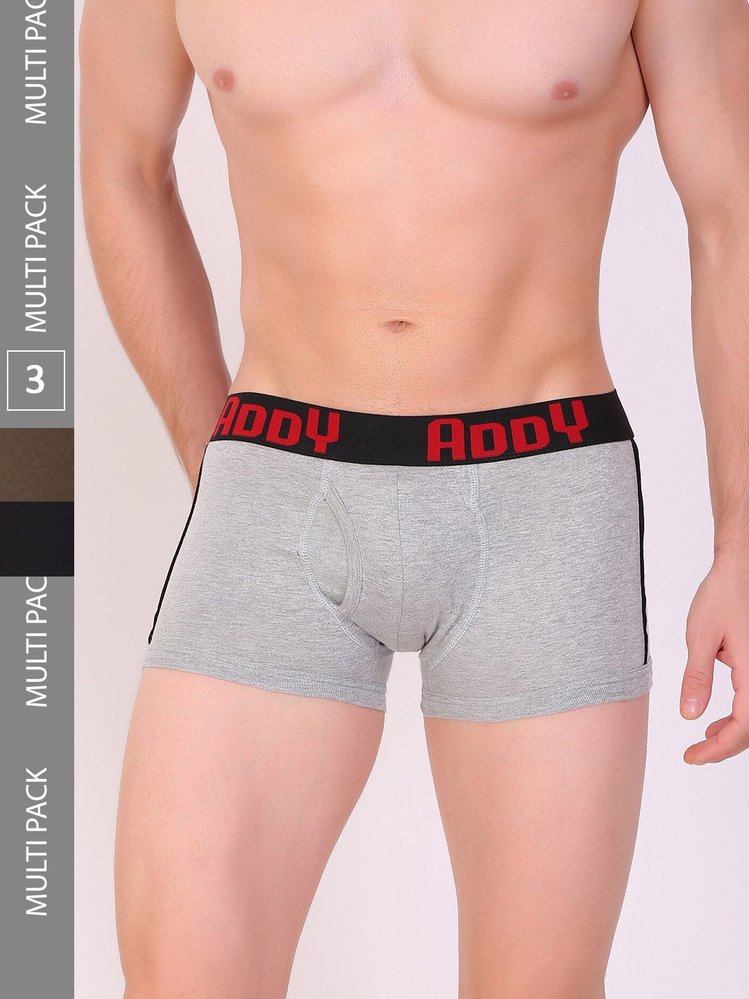 T.T. Men Addy Pure Cotton Trunk Solid Pack of 3 Pure Cotton Trunk Assorted, Grey