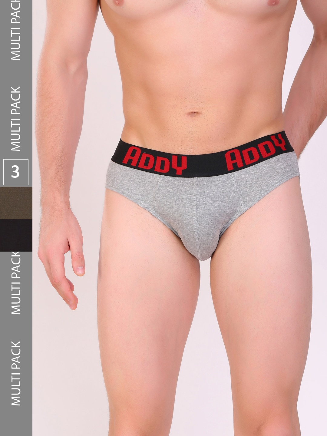 

T.T. Men Pack Of 3 Addy Pure Cotton Basic Briefs, Grey
