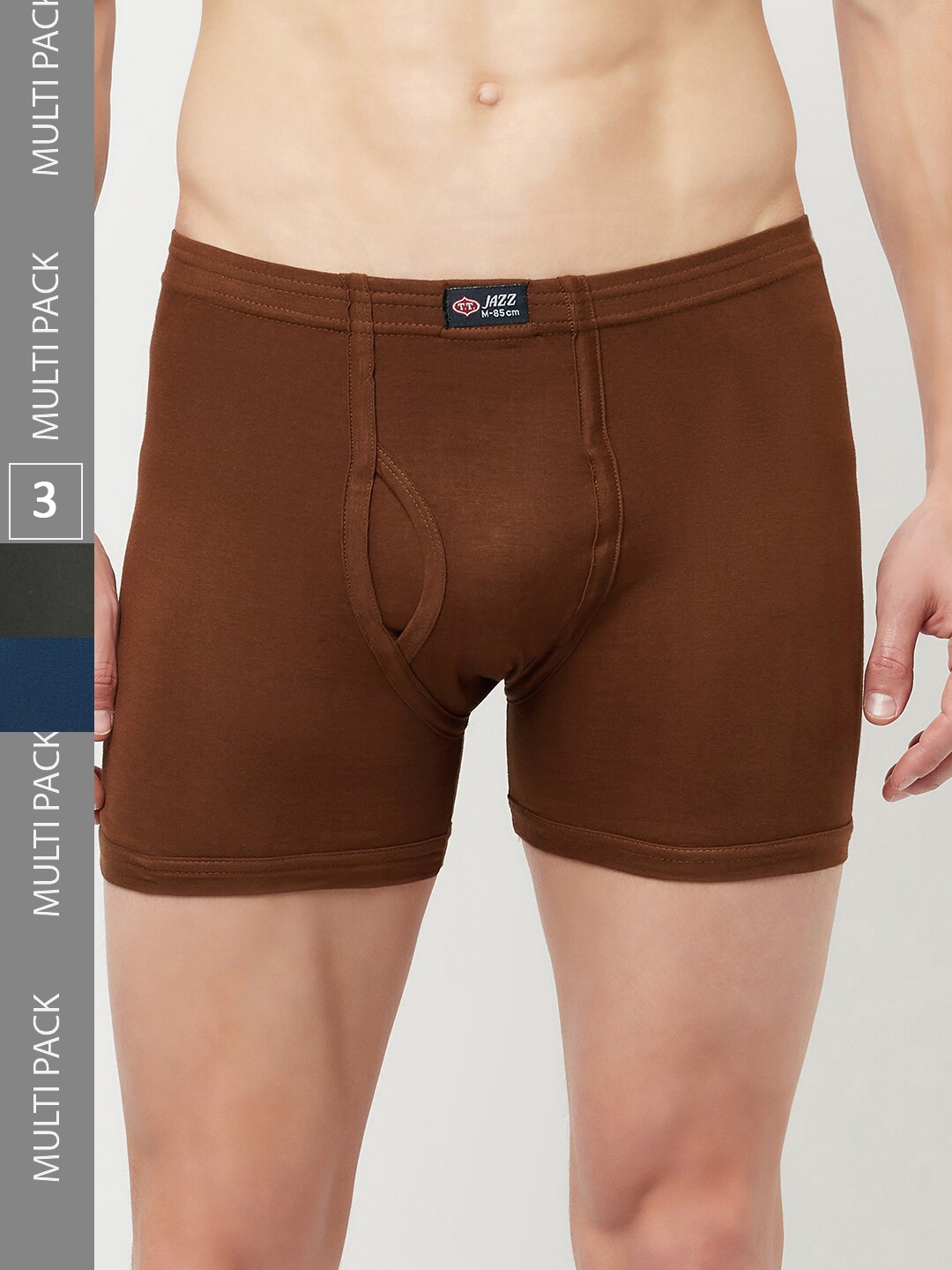

T.T. Mens Pack Of 3 Jazz Pure Cotton Trunks, Blue