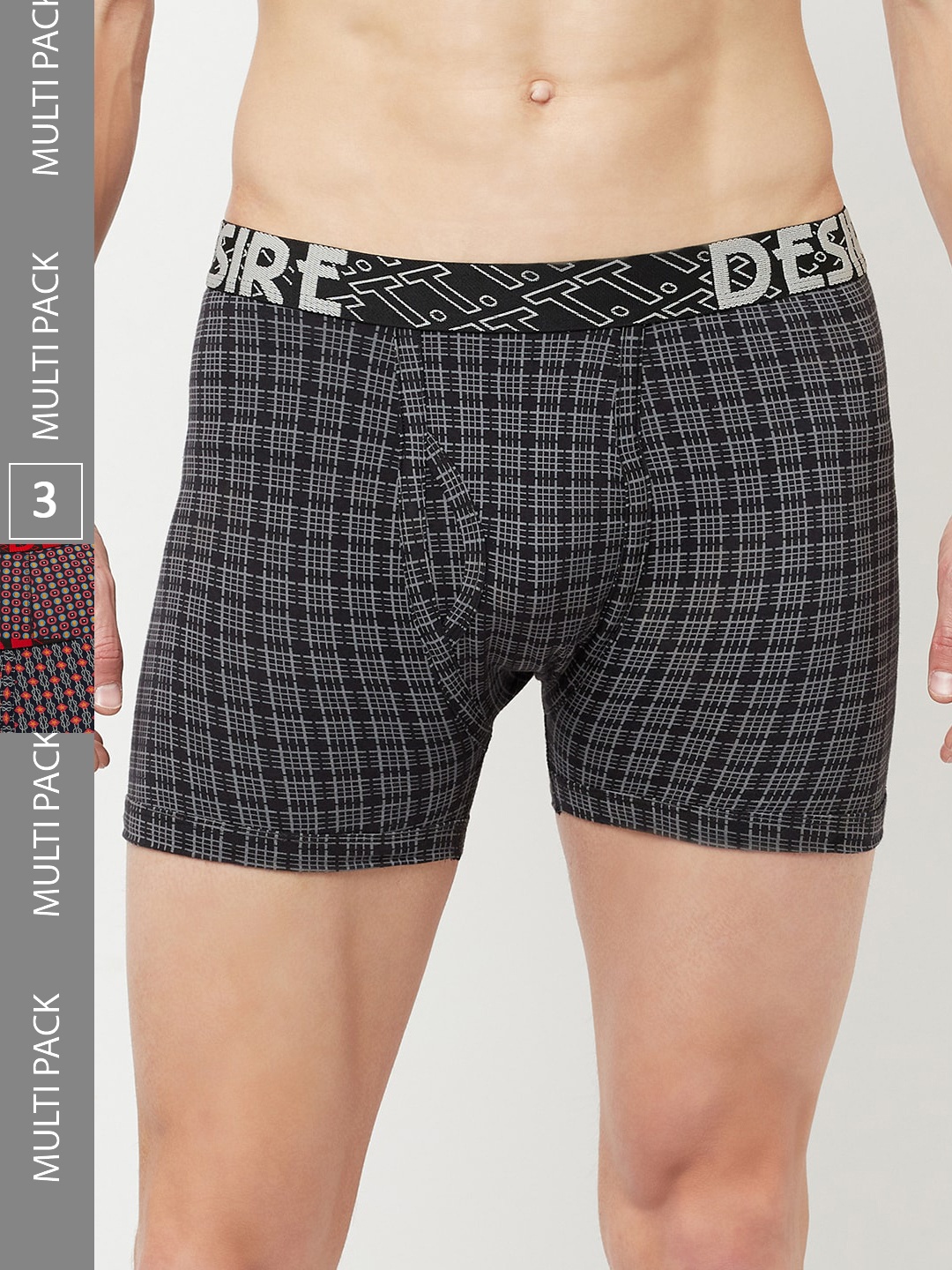

T.T. Pack Of 3 Desire Pure Cotton Trunks, Grey