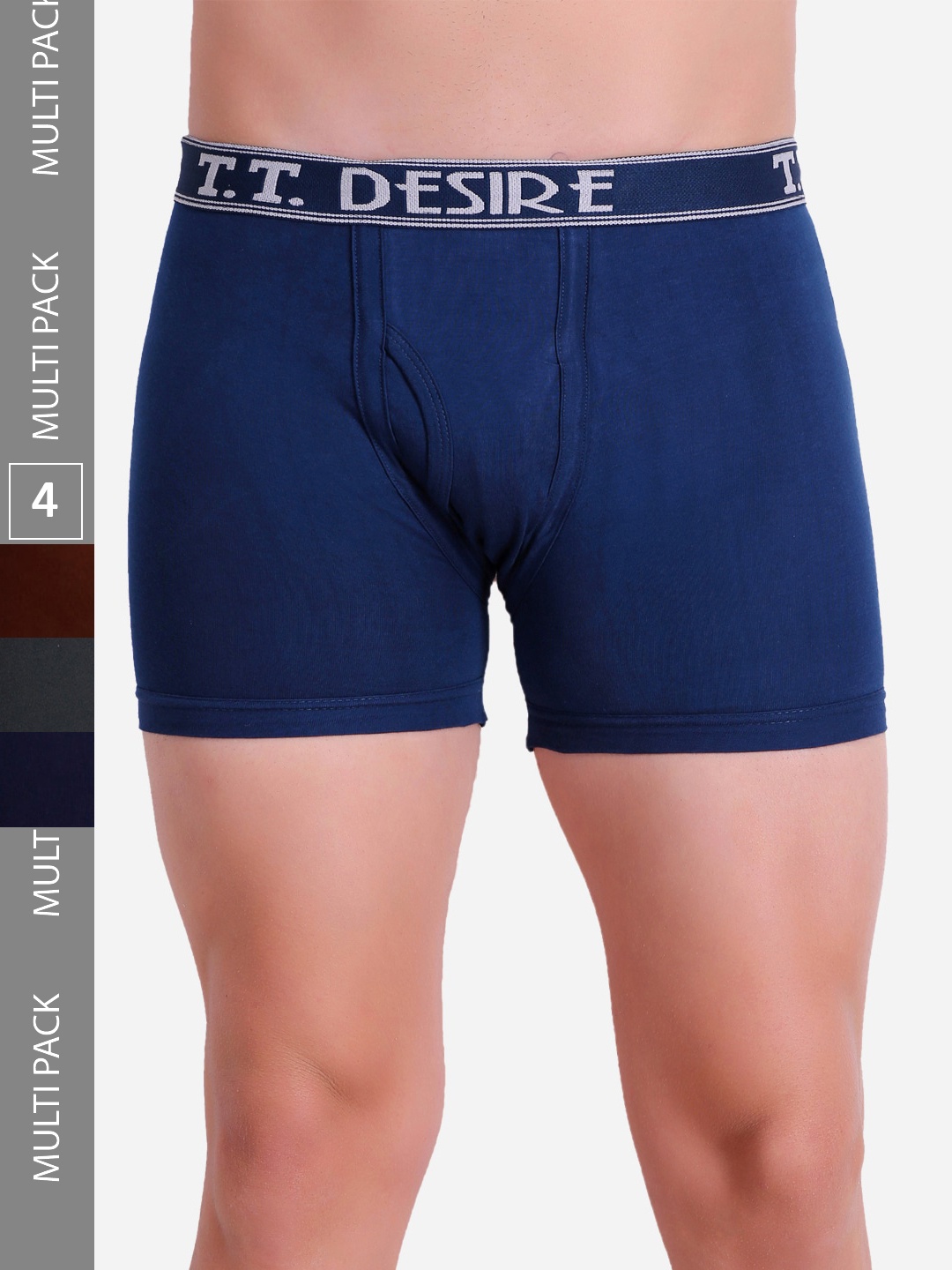 

T.T. Pack Of 5 Desire Pure Cotton Trunks, Blue