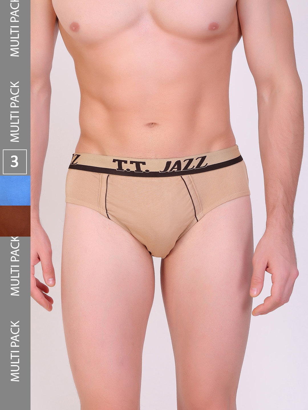 

T.T. Men Pack Of 3 Jazz Pure Cotton Assorted Mid-Rise Basic Briefs