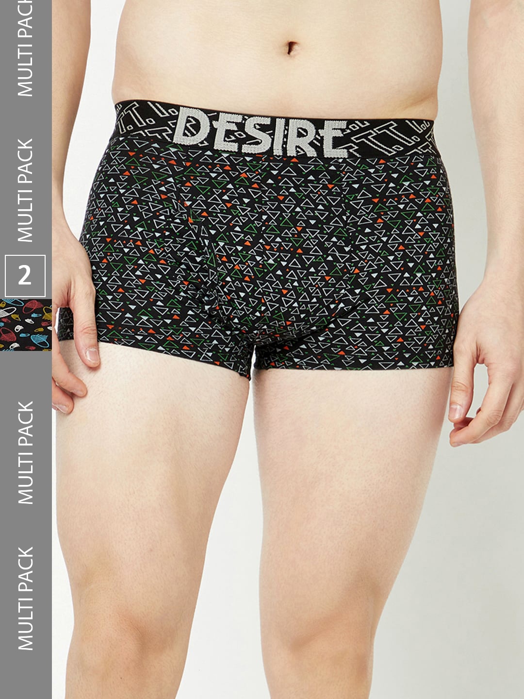 

T.T. Pack Of 2 Desire Logo Printed Pure Cotton Trunks, Navy blue