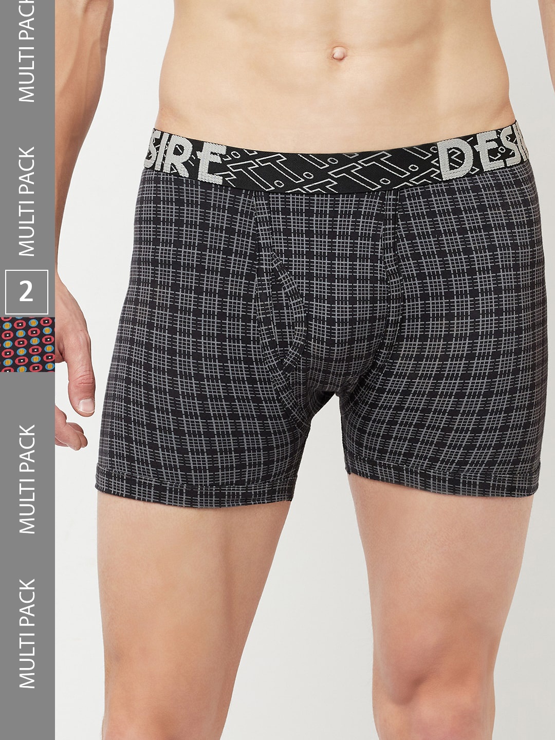

T.T. Pack Of 2 Desire 100% Combed Cotton Printed Trunks, Grey