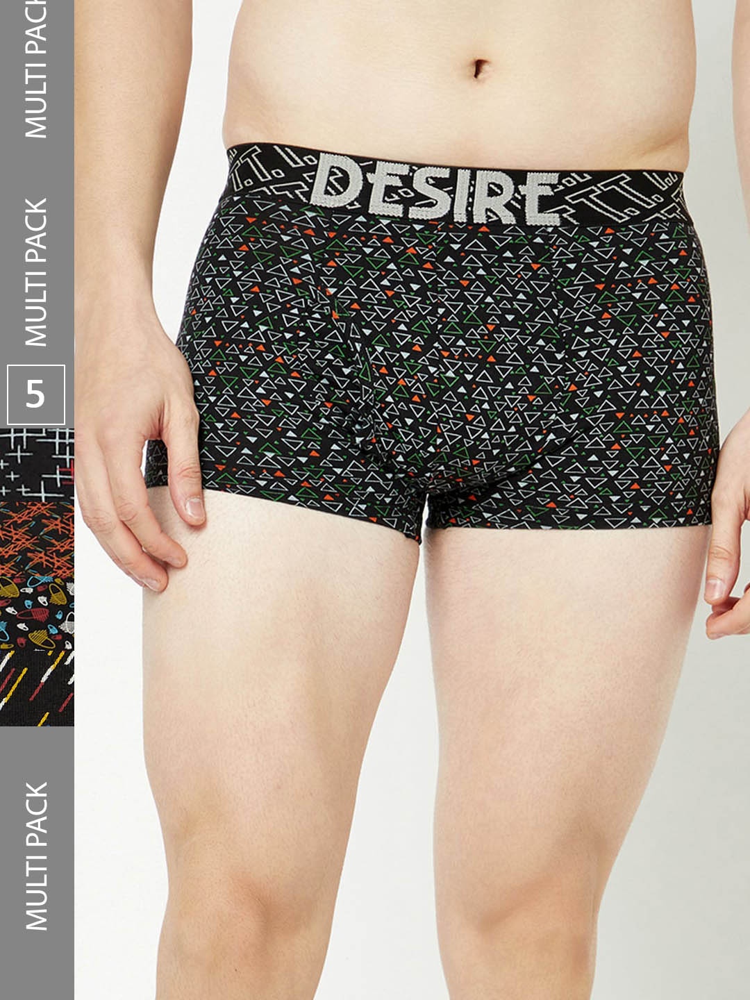 

T.T. Pack Of 5 Desire 100% Combed Cotton Printed Trunks, Grey